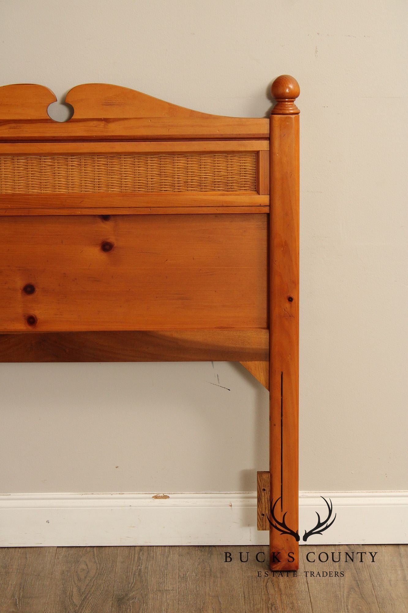 Stanley Furniture Country Pine and Wicker Twin Headboard