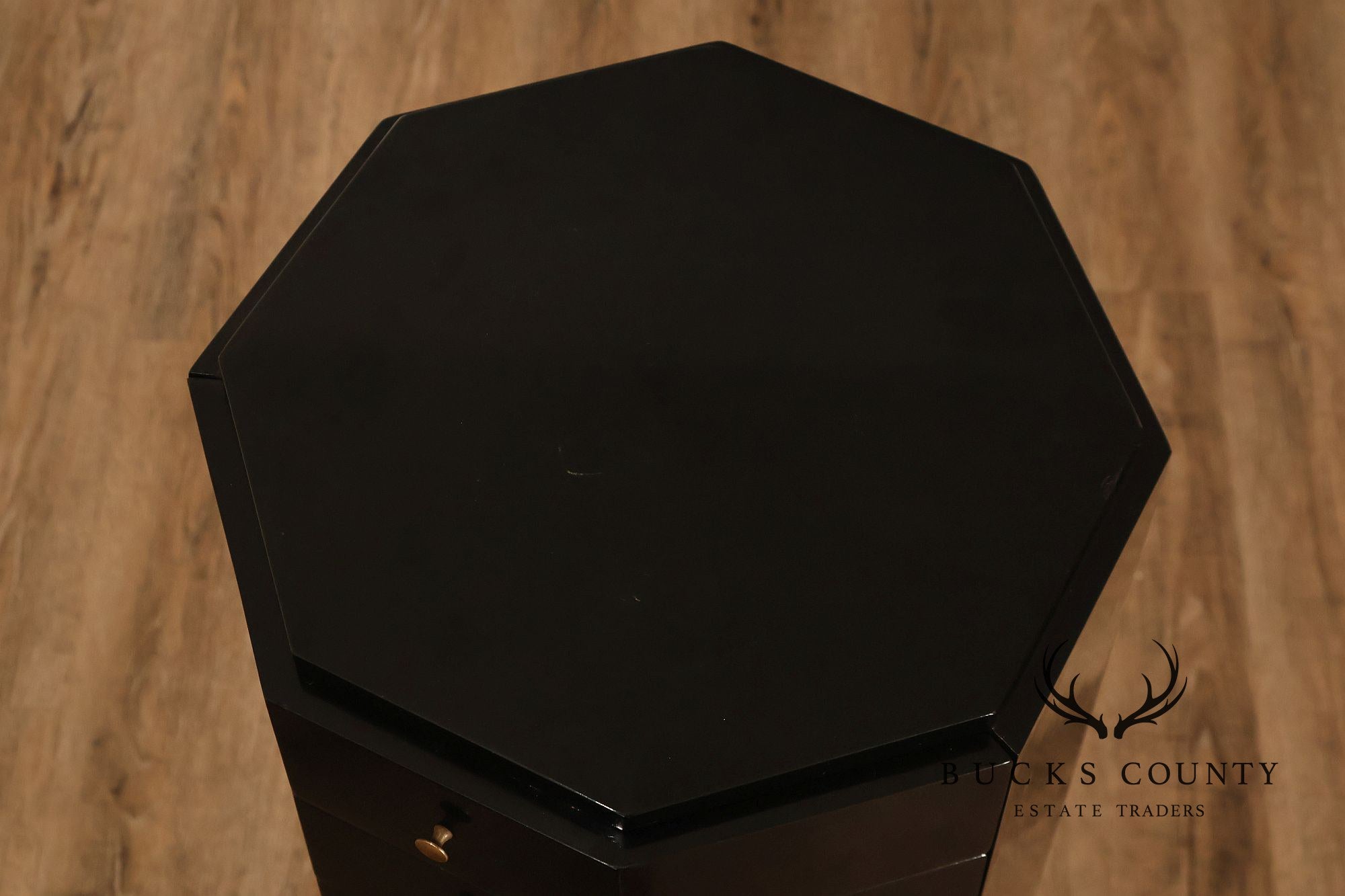 Maitland Smith Black Lacquered Octagonal Jewelry or Lingerie Chest Chest