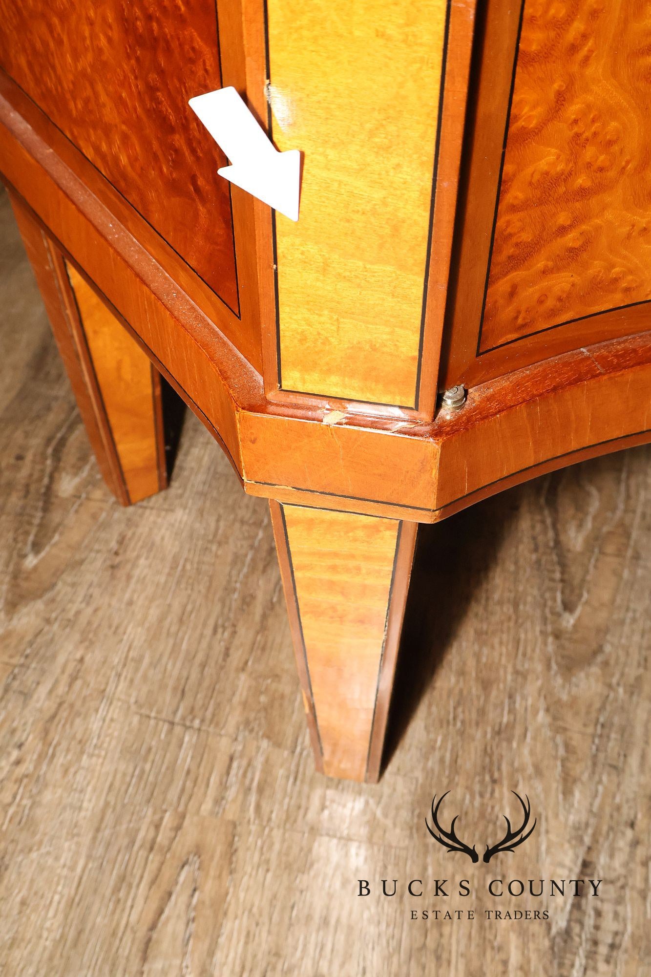 Italian Neoclassical Style Pair of Burl Wood Inlaid Sideboards