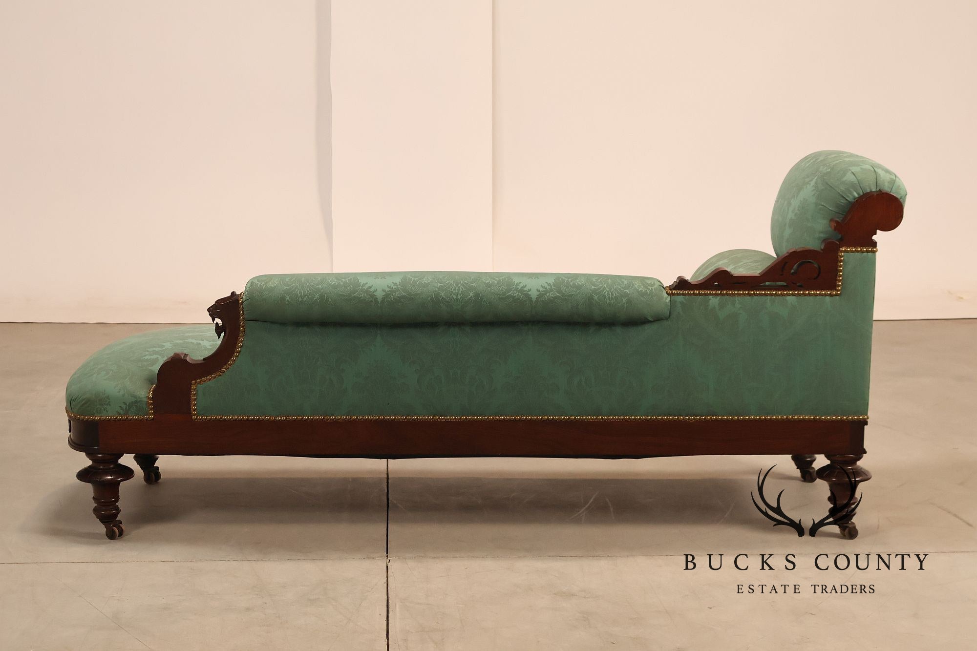 Antique American Renaissance Revival Style Carved Walnut Recamier Chaise Lounge