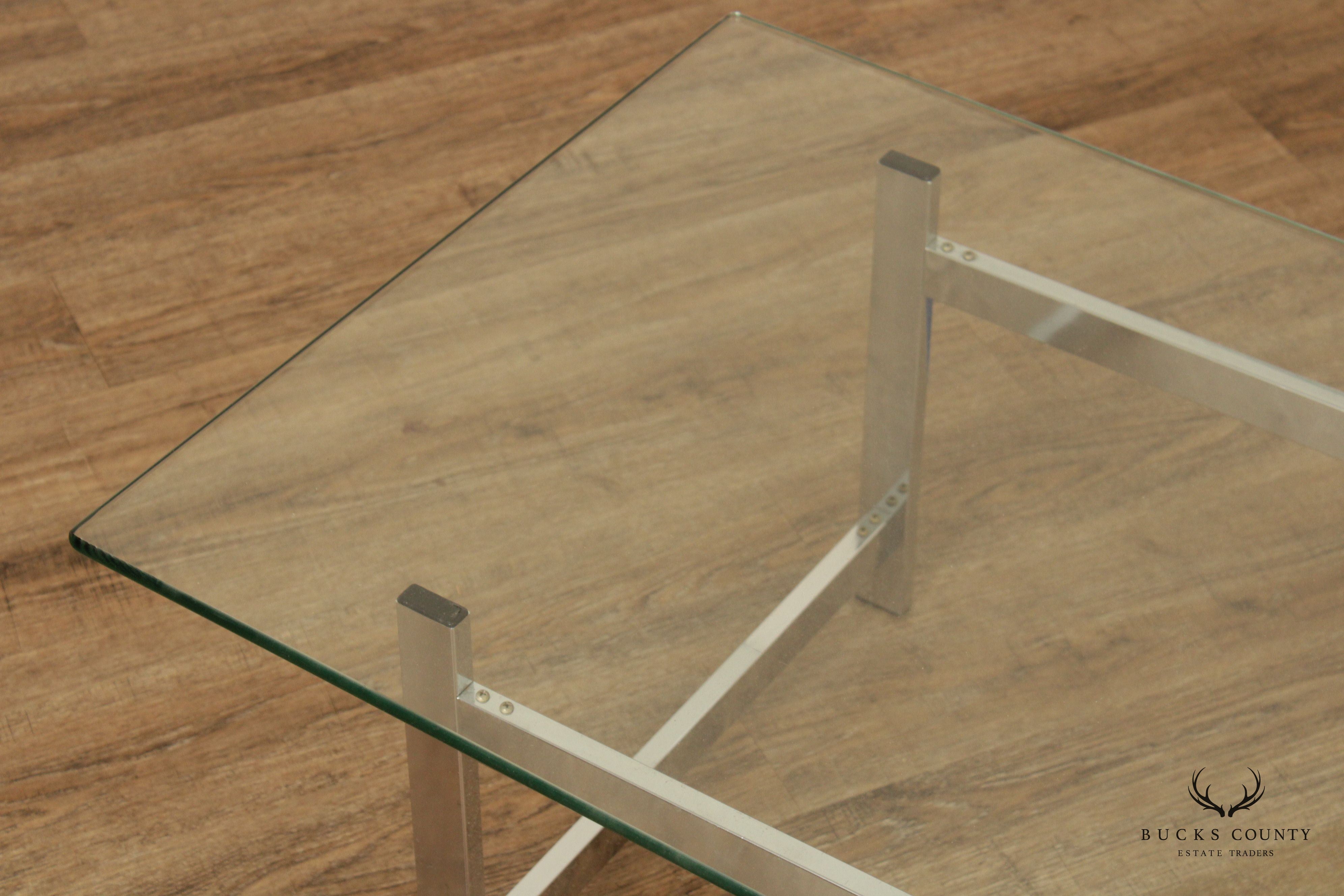 Modern Glass Top Chrome Coffee Table