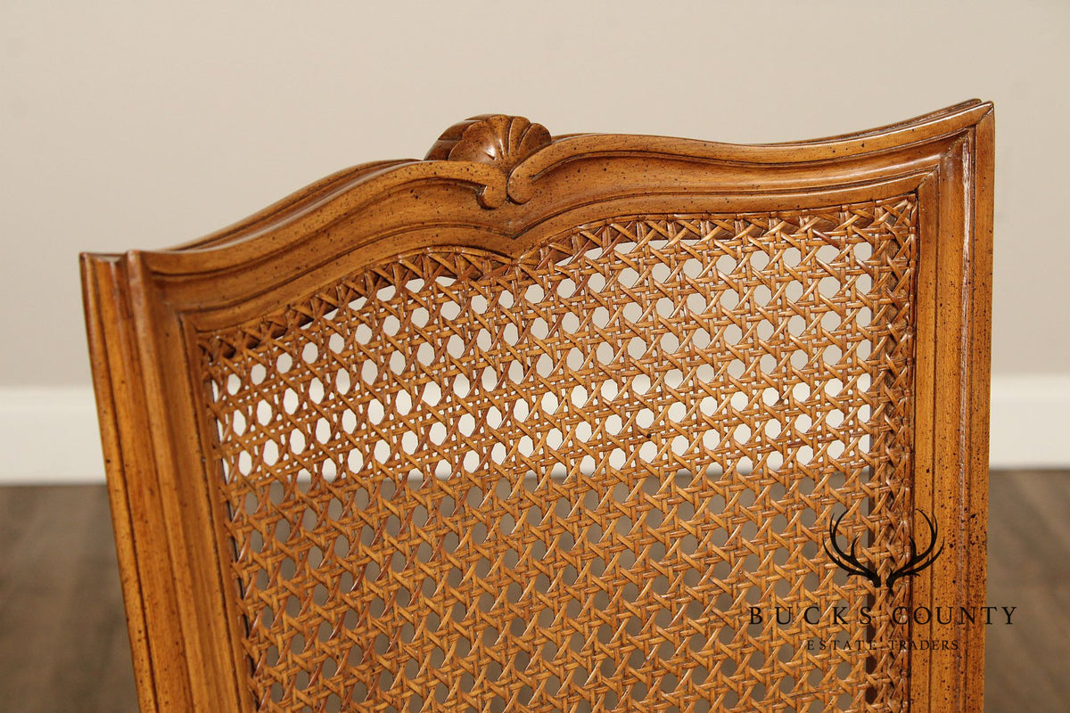 Karges Italian Provincial Vintage Set Of Four Walnut Cane Back Dining Chairs