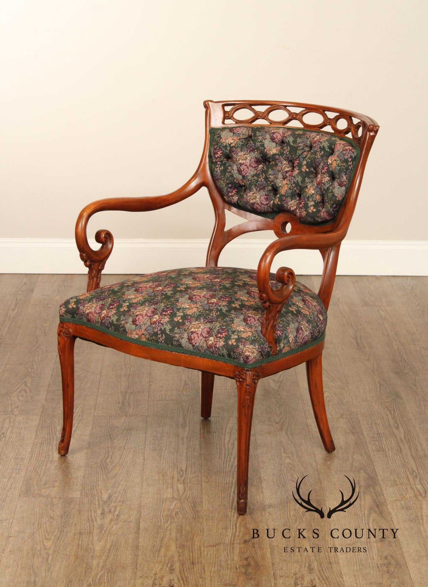 Regency Style Pair of Carved Parlor Armchairs
