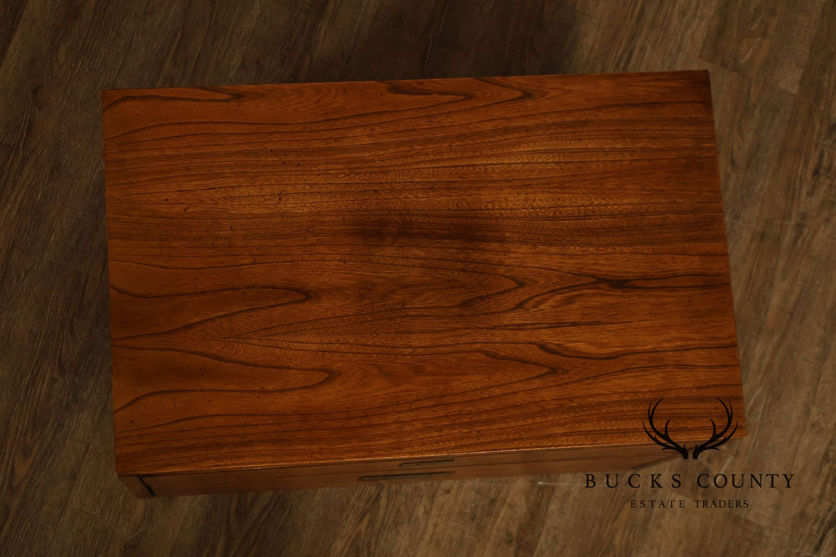 Stanley Campaign Style Pair of Walnut Bedside Chests