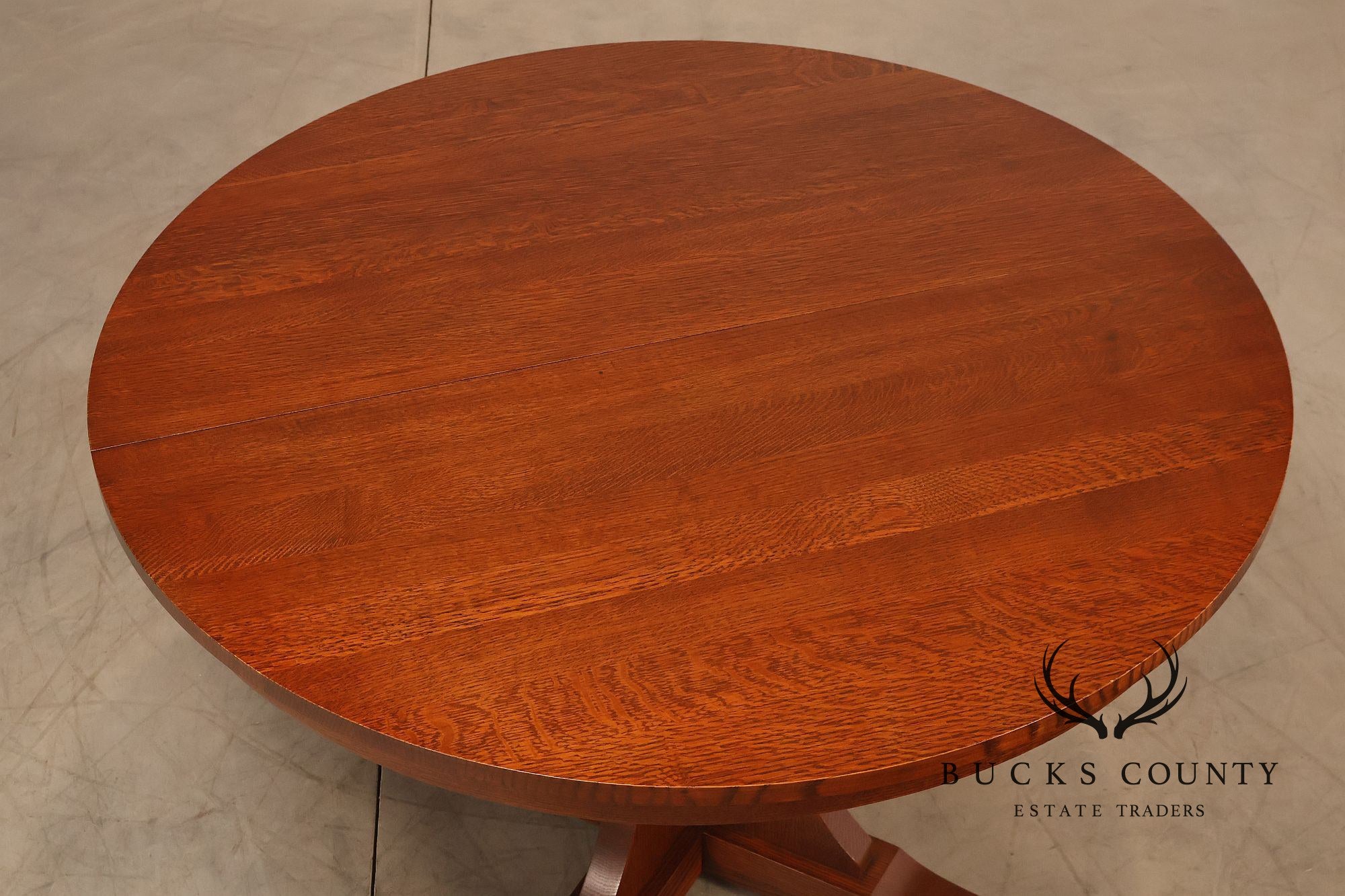 Stickley Mission Collection 46" Round Oak Pedestal Dining Table
