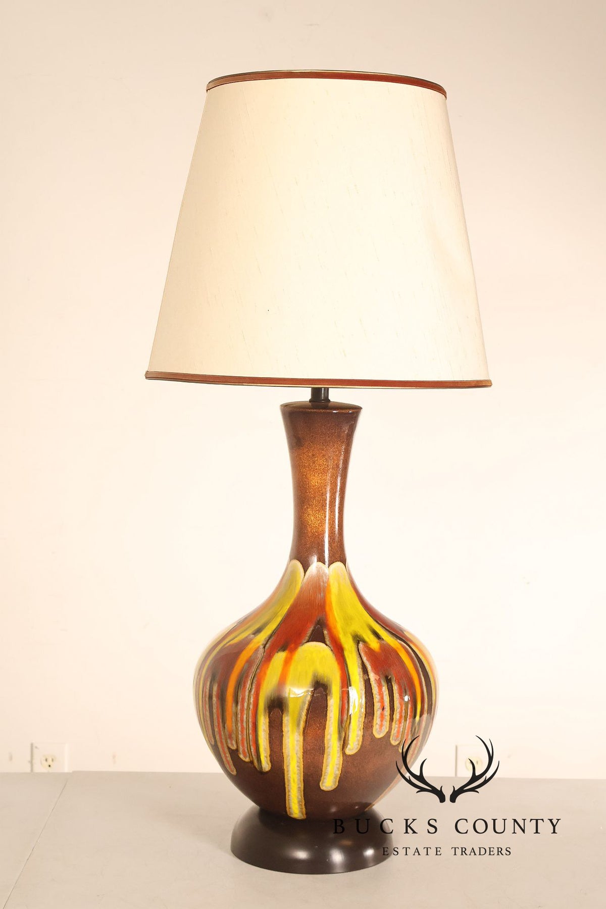 Mid Century Modern Drip-Glaze Ceramic Table Lamp