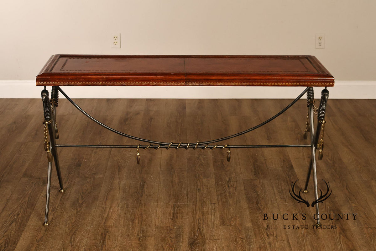 Maitland Smith Leather Top Sword Console