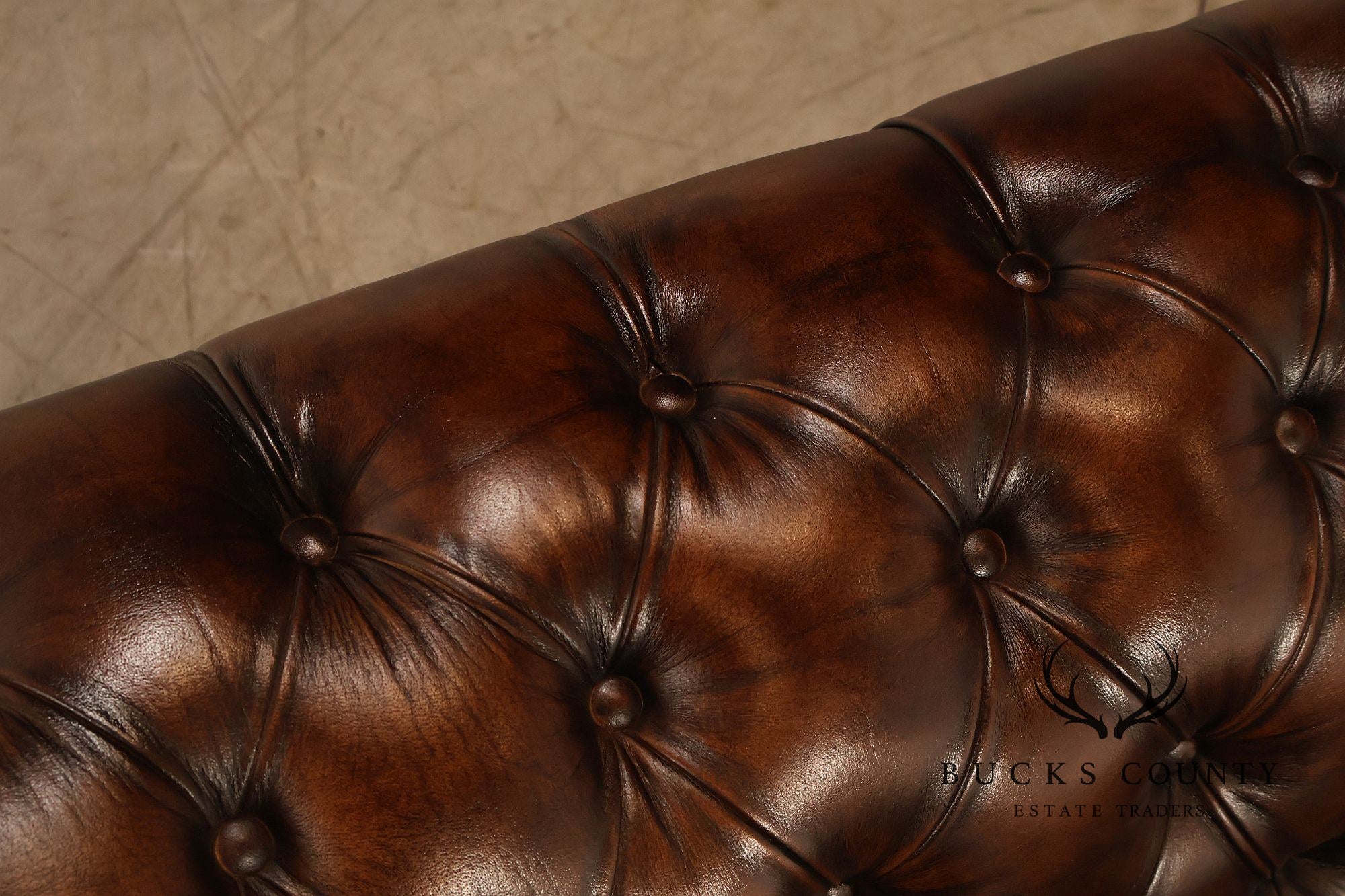 Chesterfield Style Tufted Brown Leather Sofa