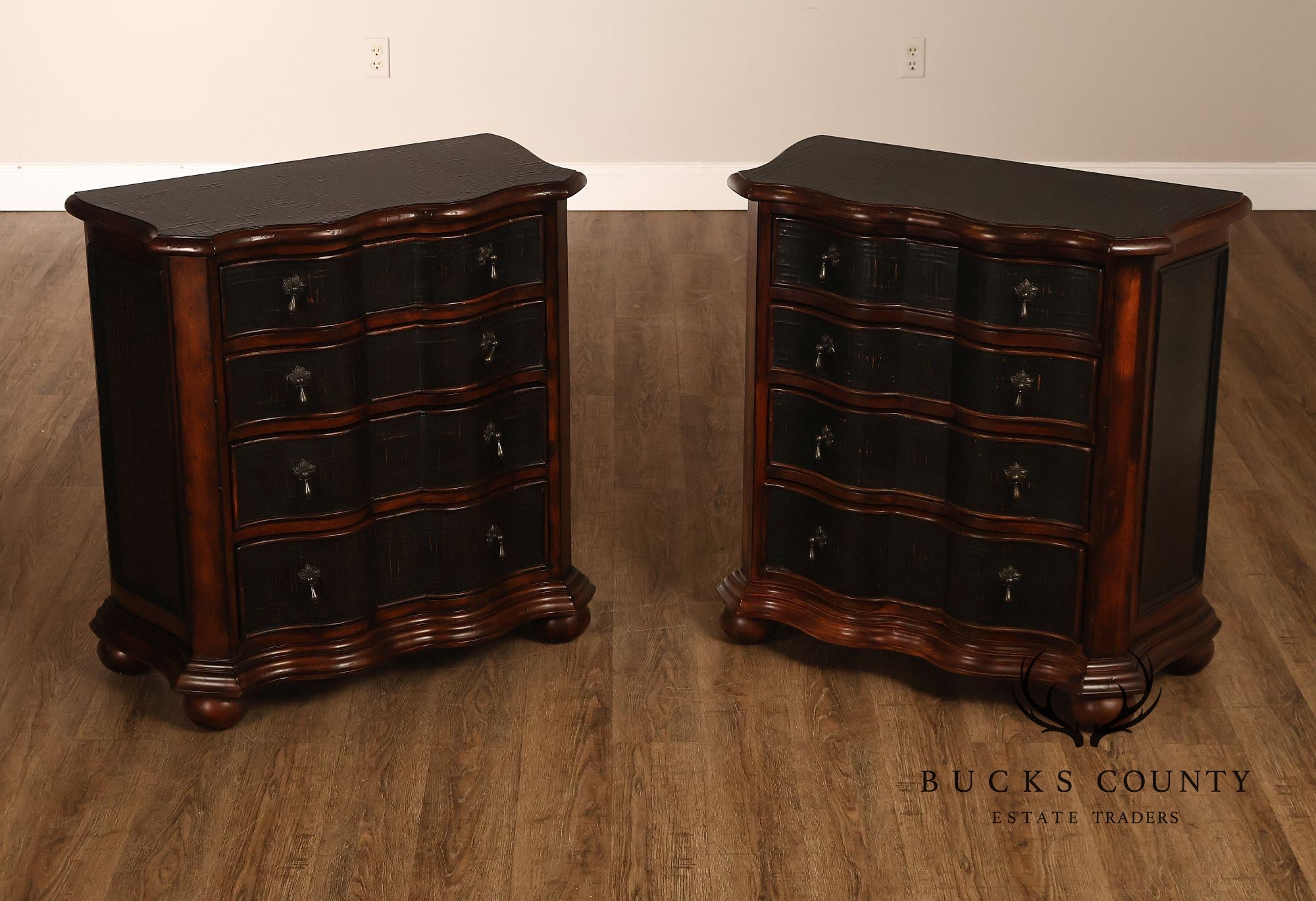 Ethan Allen Pair Of Serpentine Lucca Chests