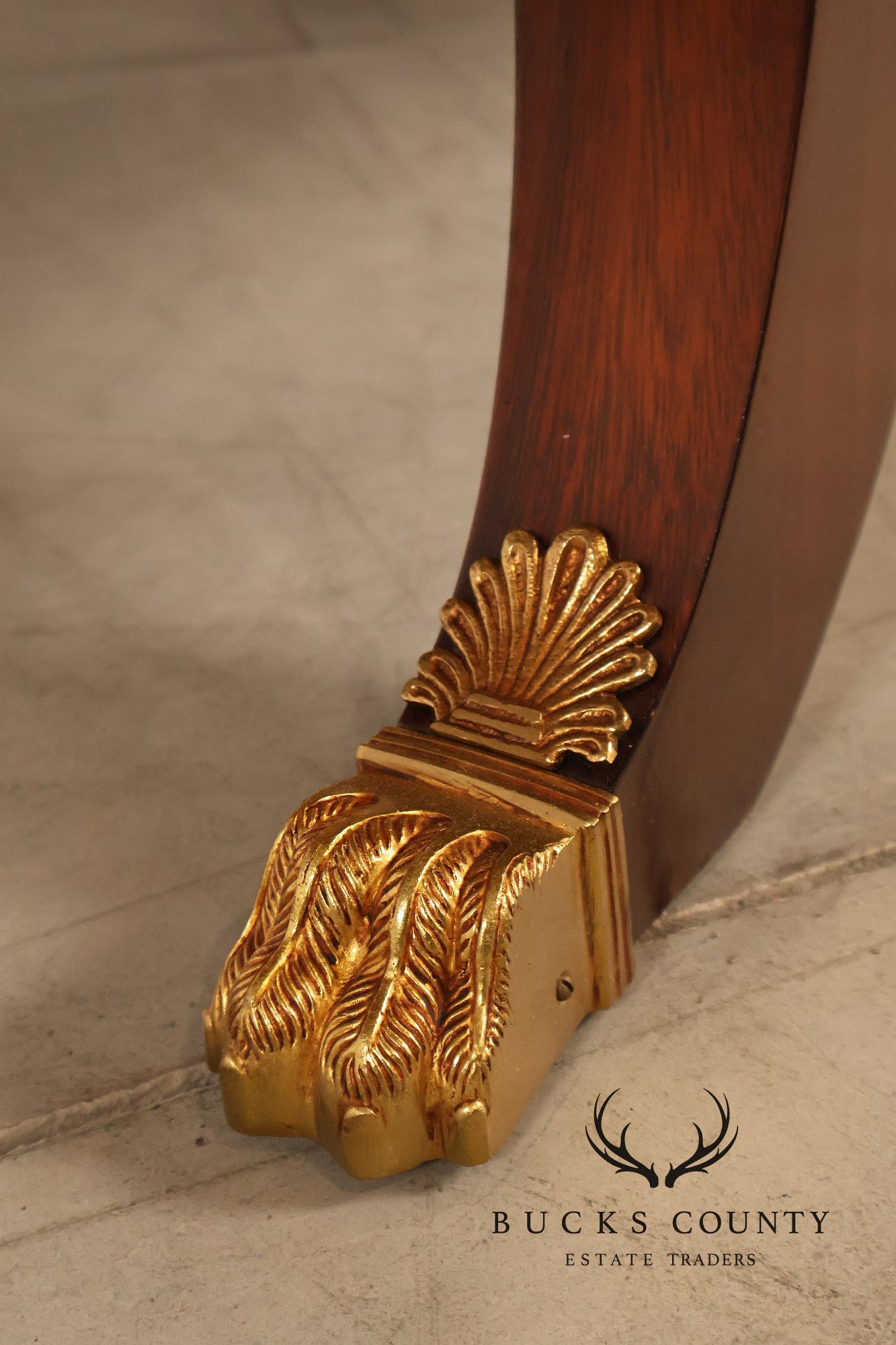 Empire Style Mahogany And Leather Armchair With Gilt Bronze Mounts