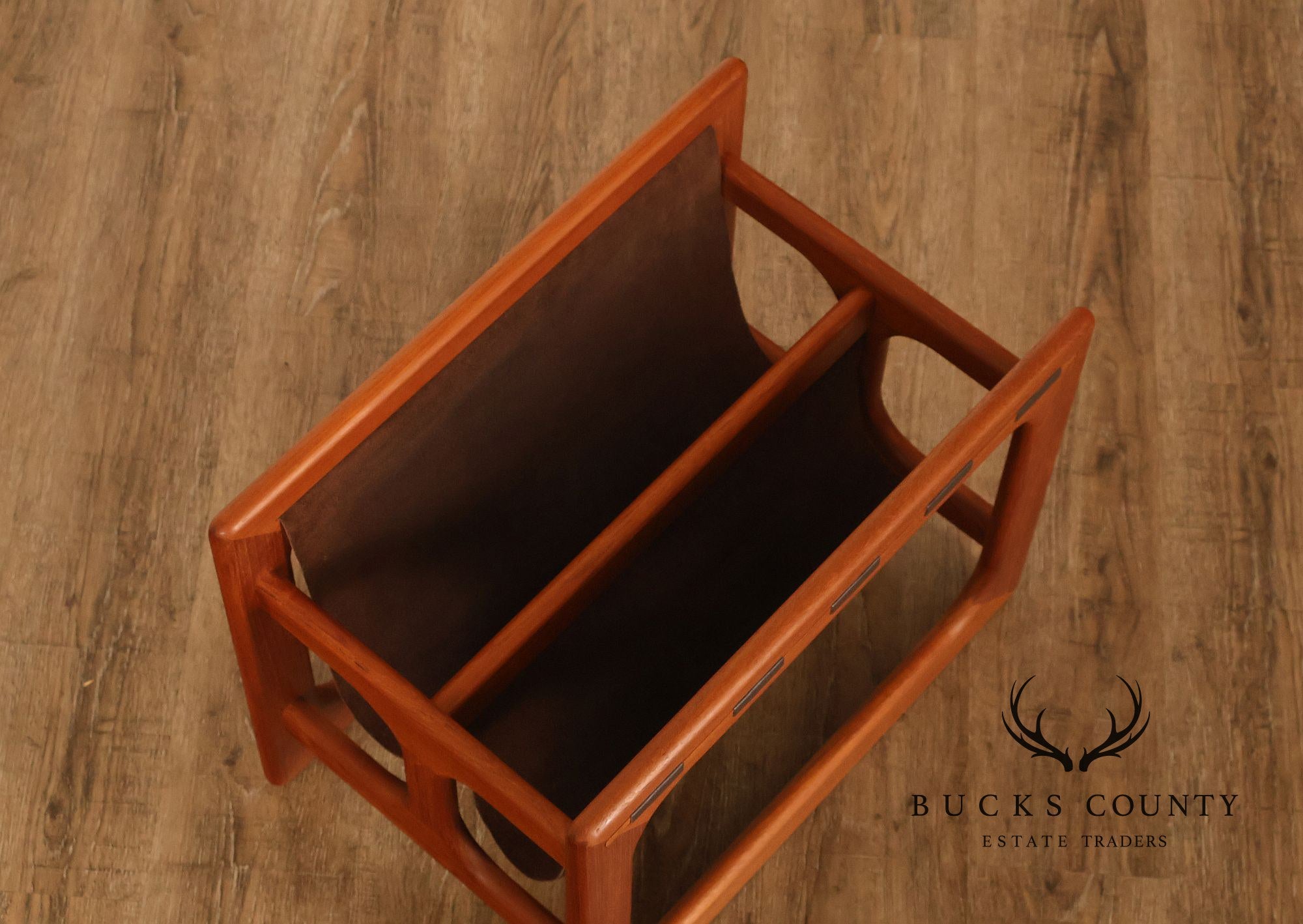 Salin Møbler Danish Modern Teak and Leather Magazine Rack