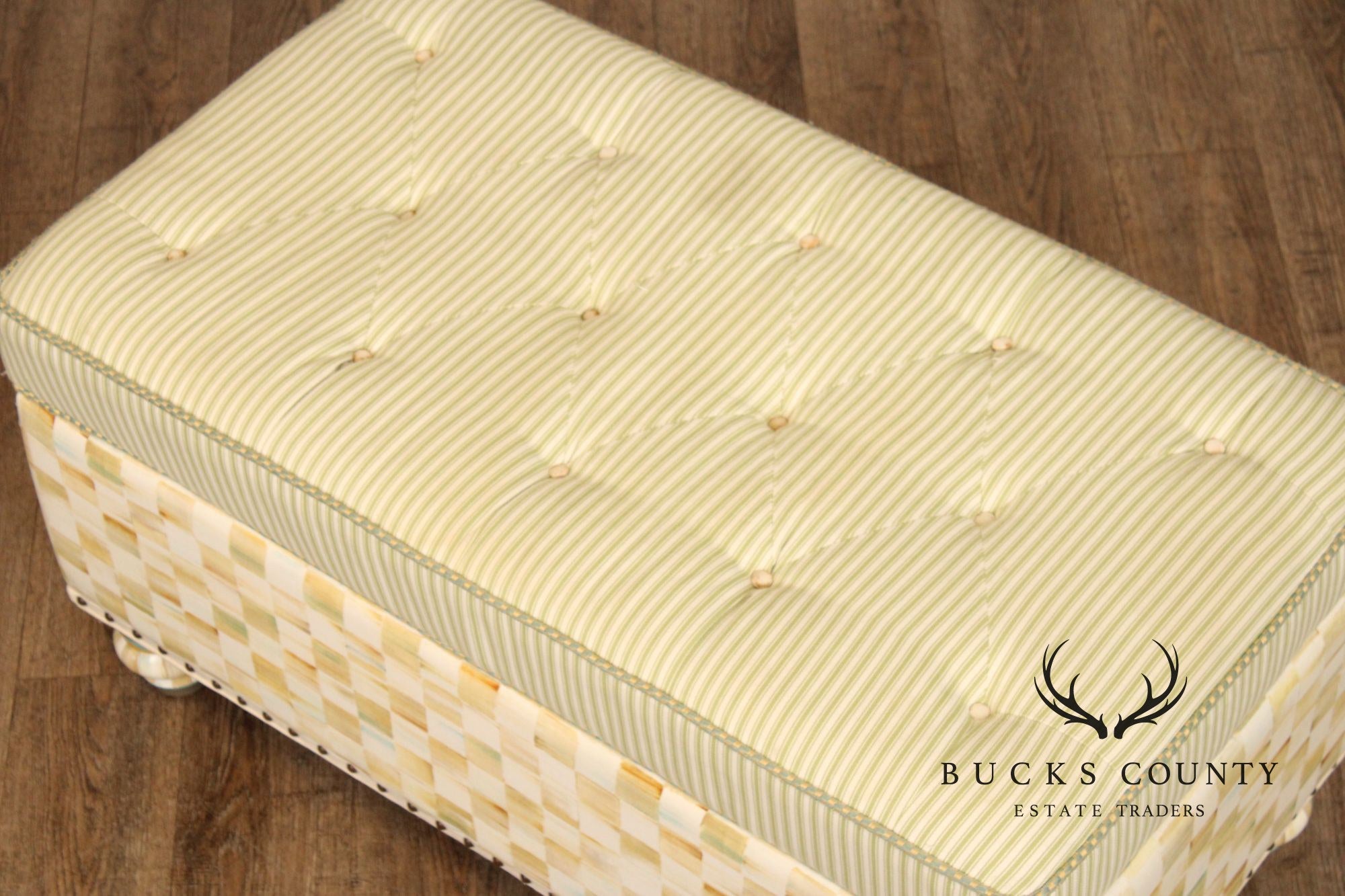 Mackenzie Childs Upholstered Storage Ottoman