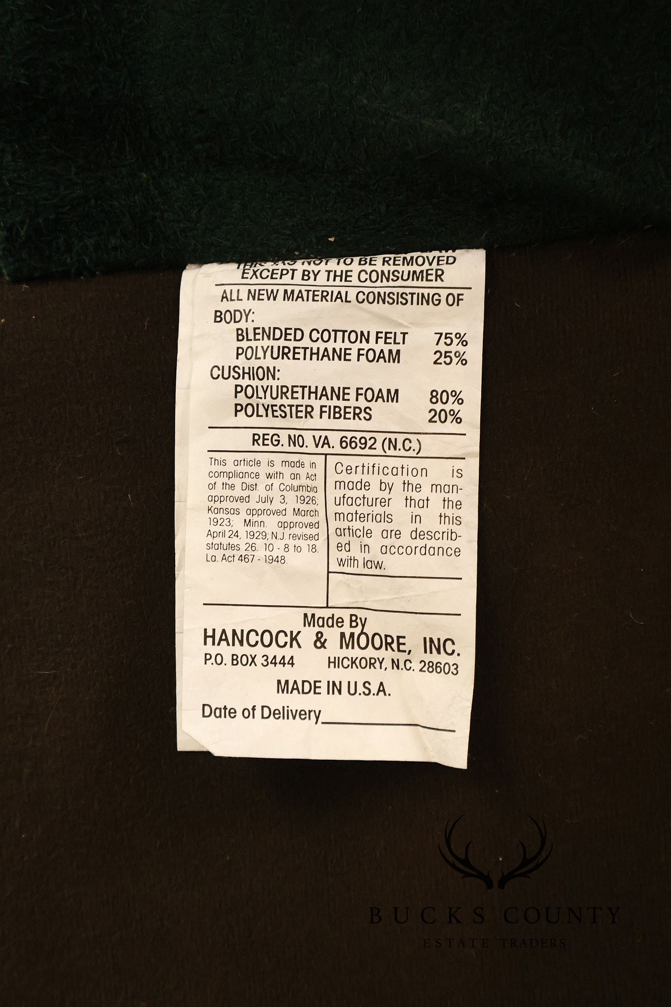 Hancock & Moore Green Leather Nailhead Trim Sofa