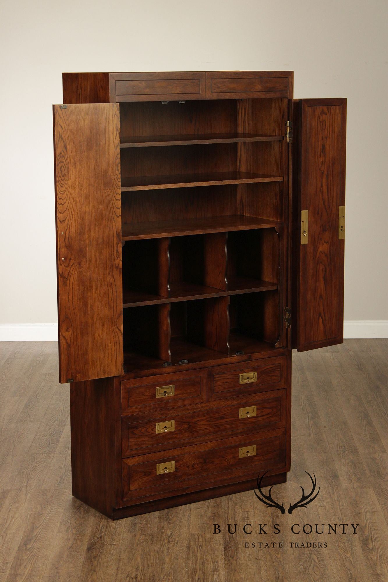 Henredon 'Scene One' Campaign Style Bedroom Armoire Cabinet