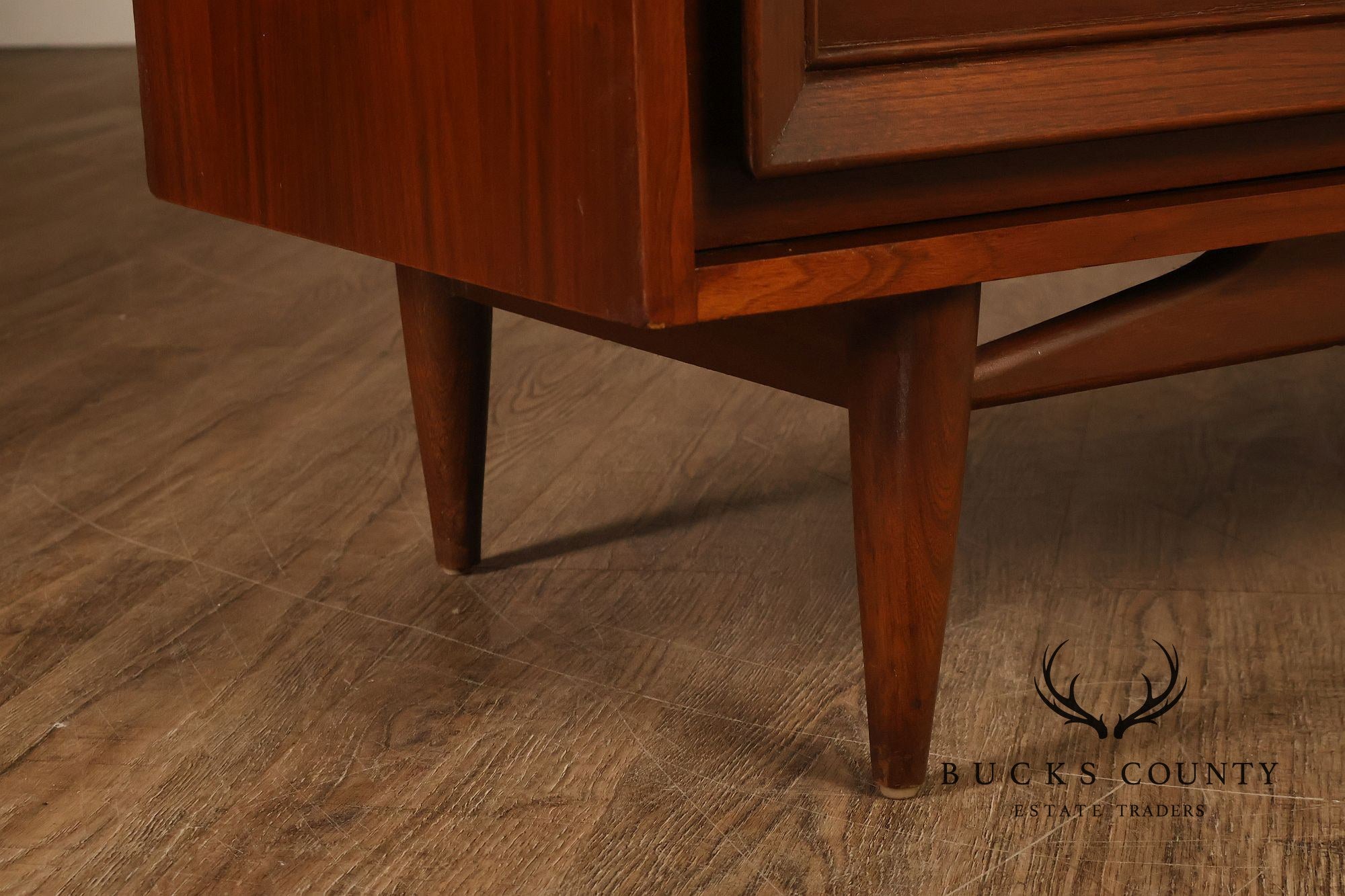 Basic Witz Mid Century Modern Walnut Triple Dresser