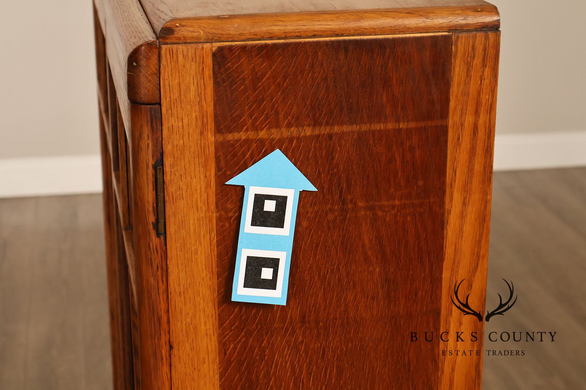 Antique Arts And Crafts Glass Door Oak Bookcase