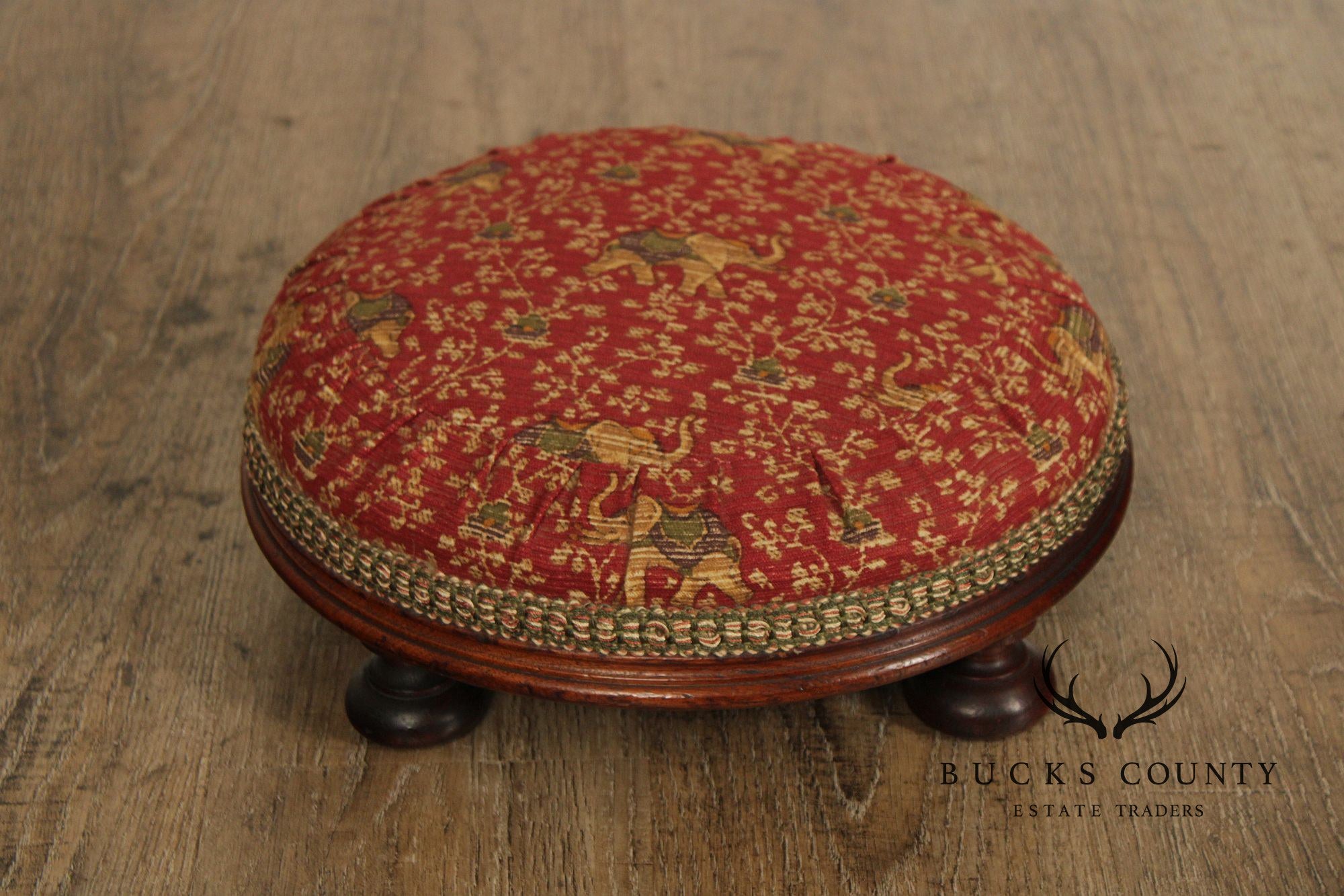 Antique Victorian Low Round Foot Stool