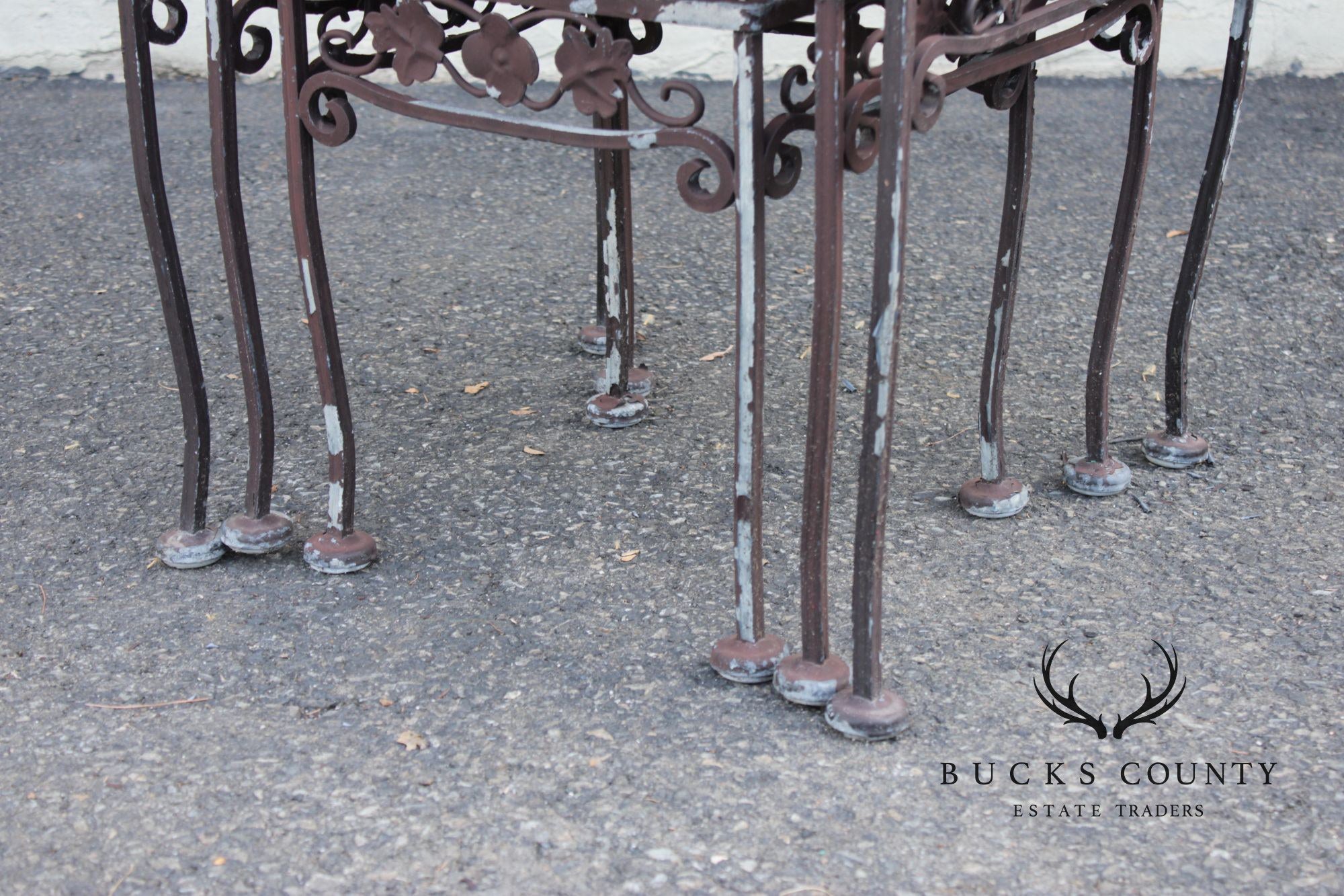 Vintage Set of Three Wrought Iron Outdoor Patio Nesting Tables
