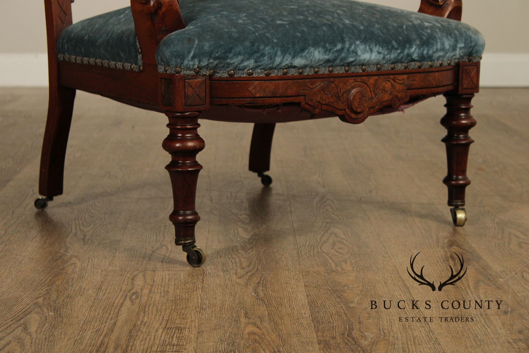 Antique Renaissance Revival Figural Carved Walnut Armchair