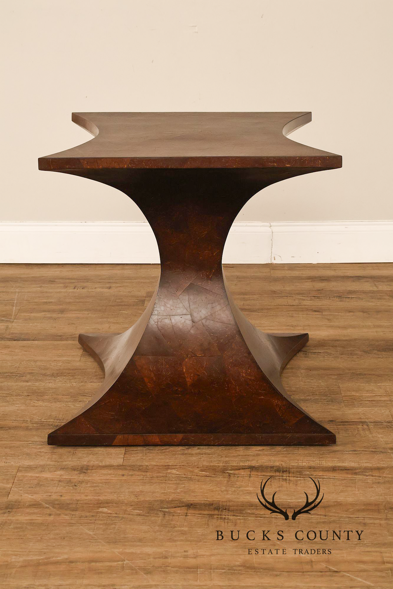 Sculptural Pair Of Coconut Shell Veneer Side Tables