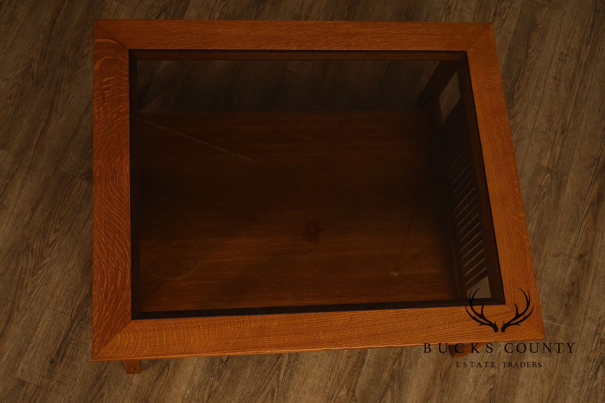 Stickley Mission Collection Glass Top Oak Cocktail Table