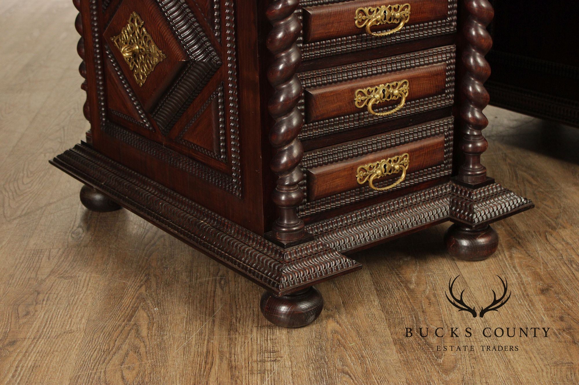 Antique Anglo Indian Carved Executive Desk