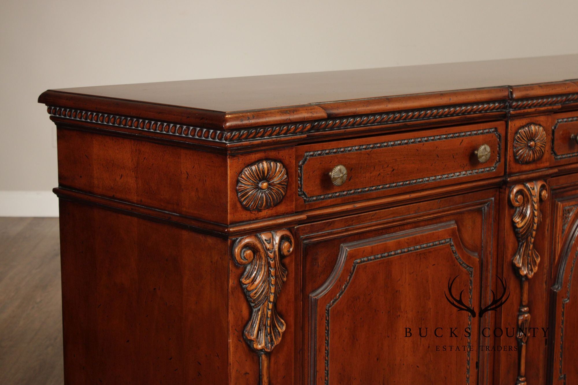Francesco Molon XVI Century Style Walnut Carved Sideboard