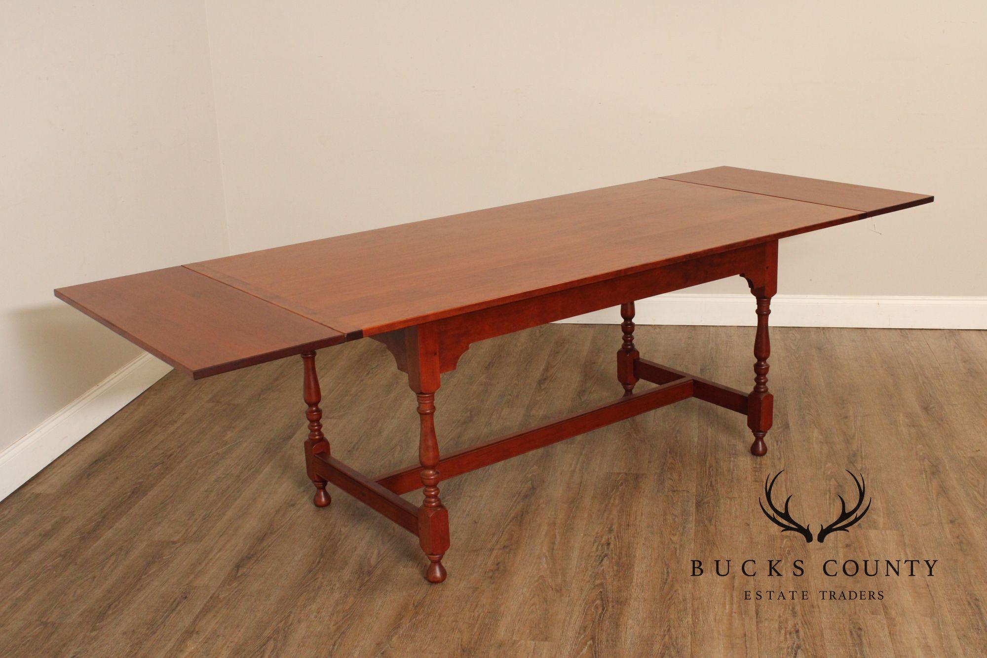 J.L. Treharn Custom Cherry Farmhouse Extendable Dining Table