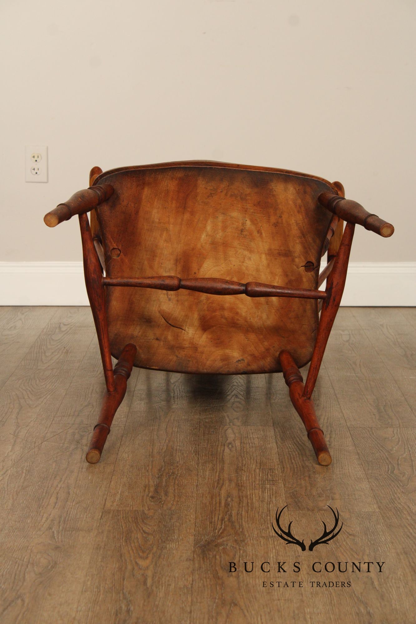 Antique Windsor Style High Back Armchair With Saddle Seat