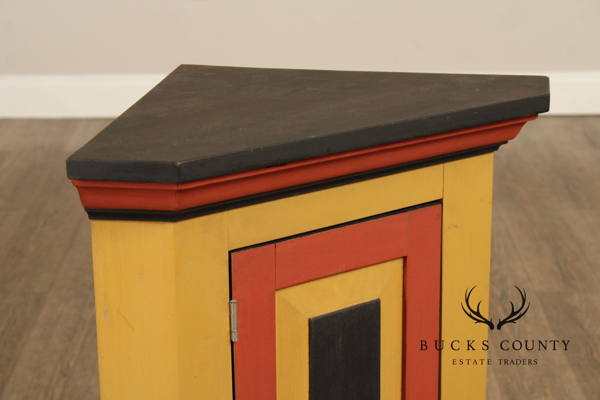 Pair Of Handcrafted Folk Art Painted Pine Corner Cabinets