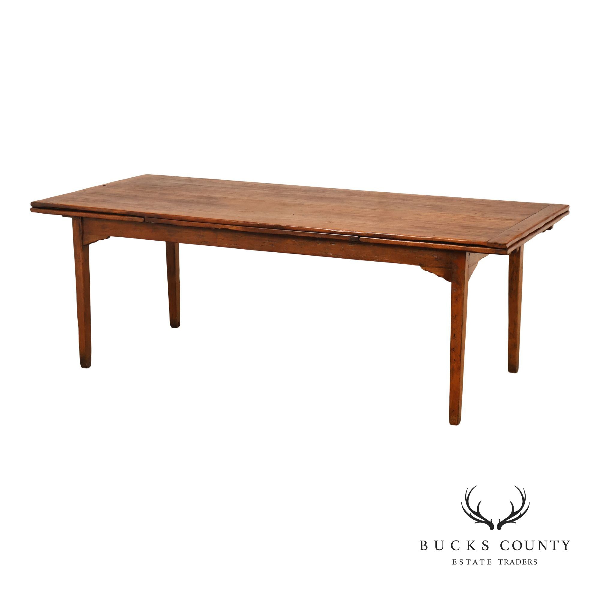 Antique Farmhouse Walnut Draw-Leaf Dining Table
