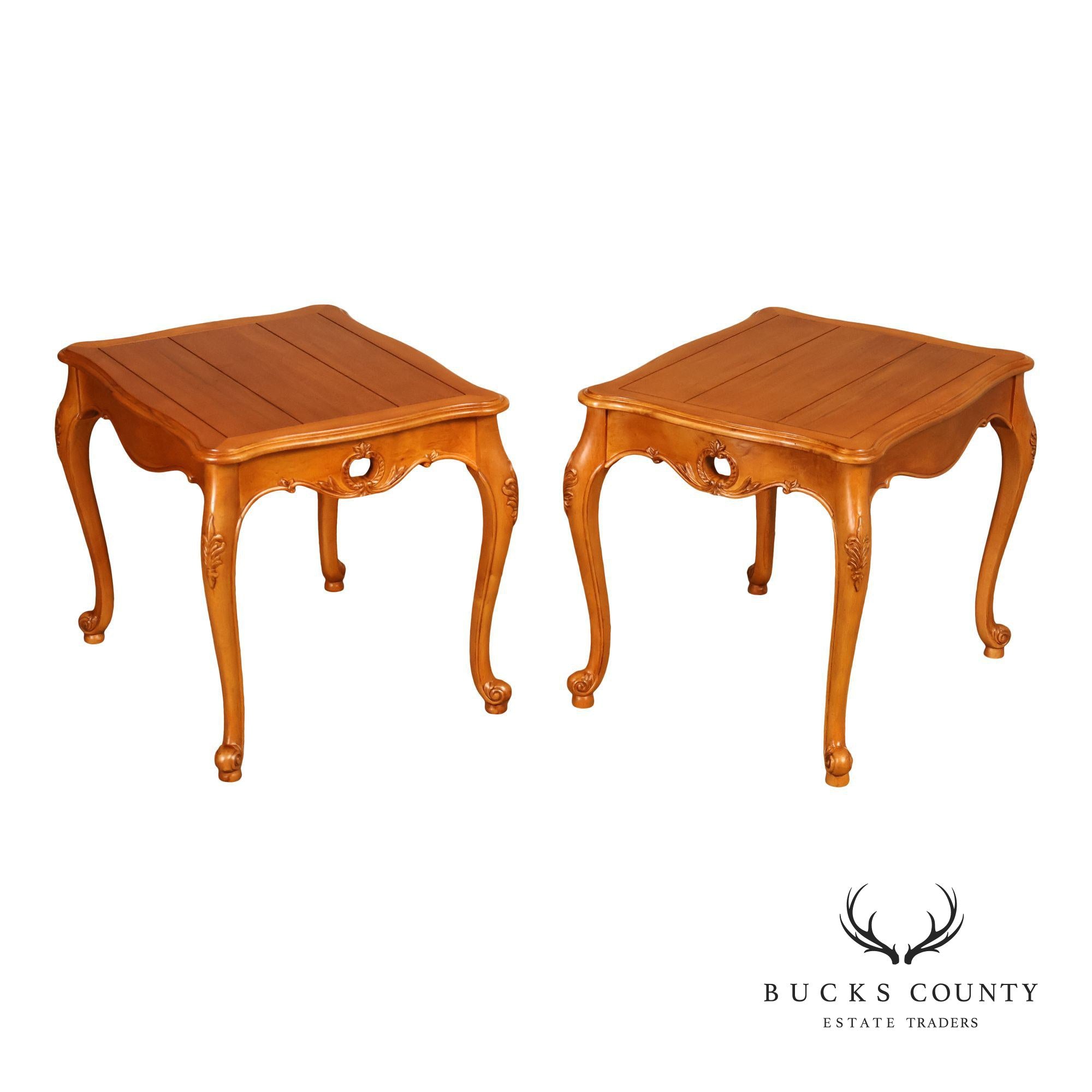 Ethan Allen Legacy Collection French Louis XV Style Pair Of End Tables