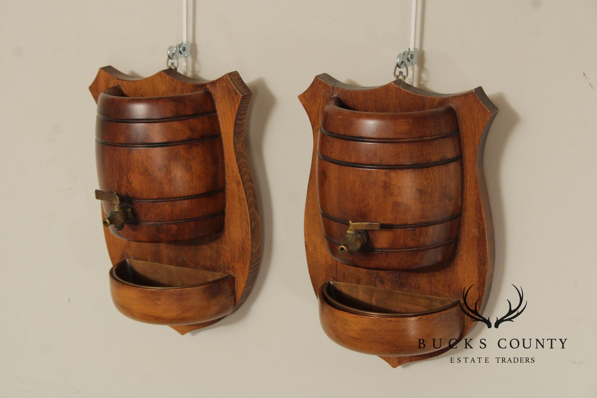 Pair Of Vintage Italian Wall Mounted Miniature Barrel Drink Sconces
