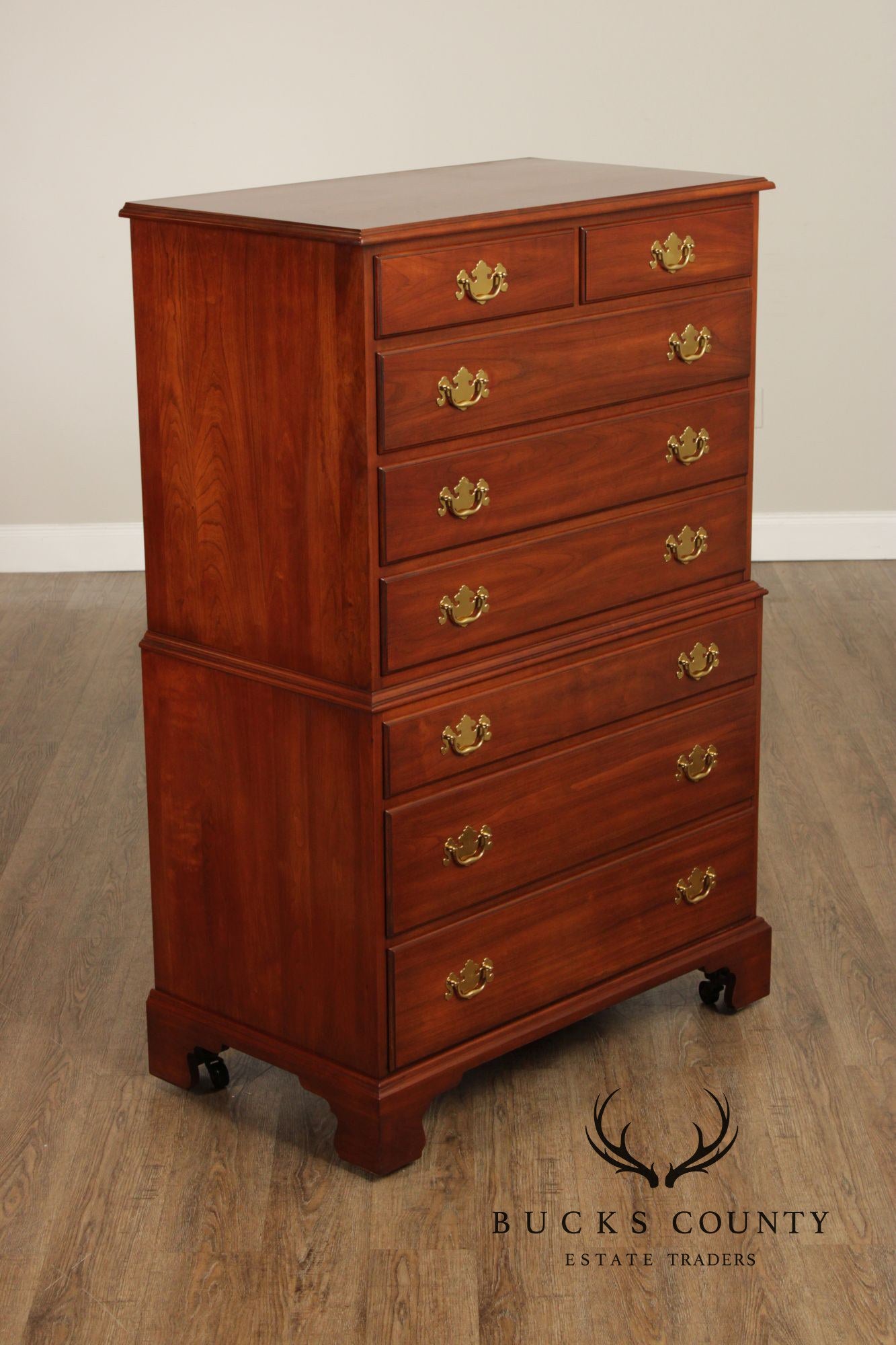 Henkel Harris Chippendale Style Cherry Tall Chest