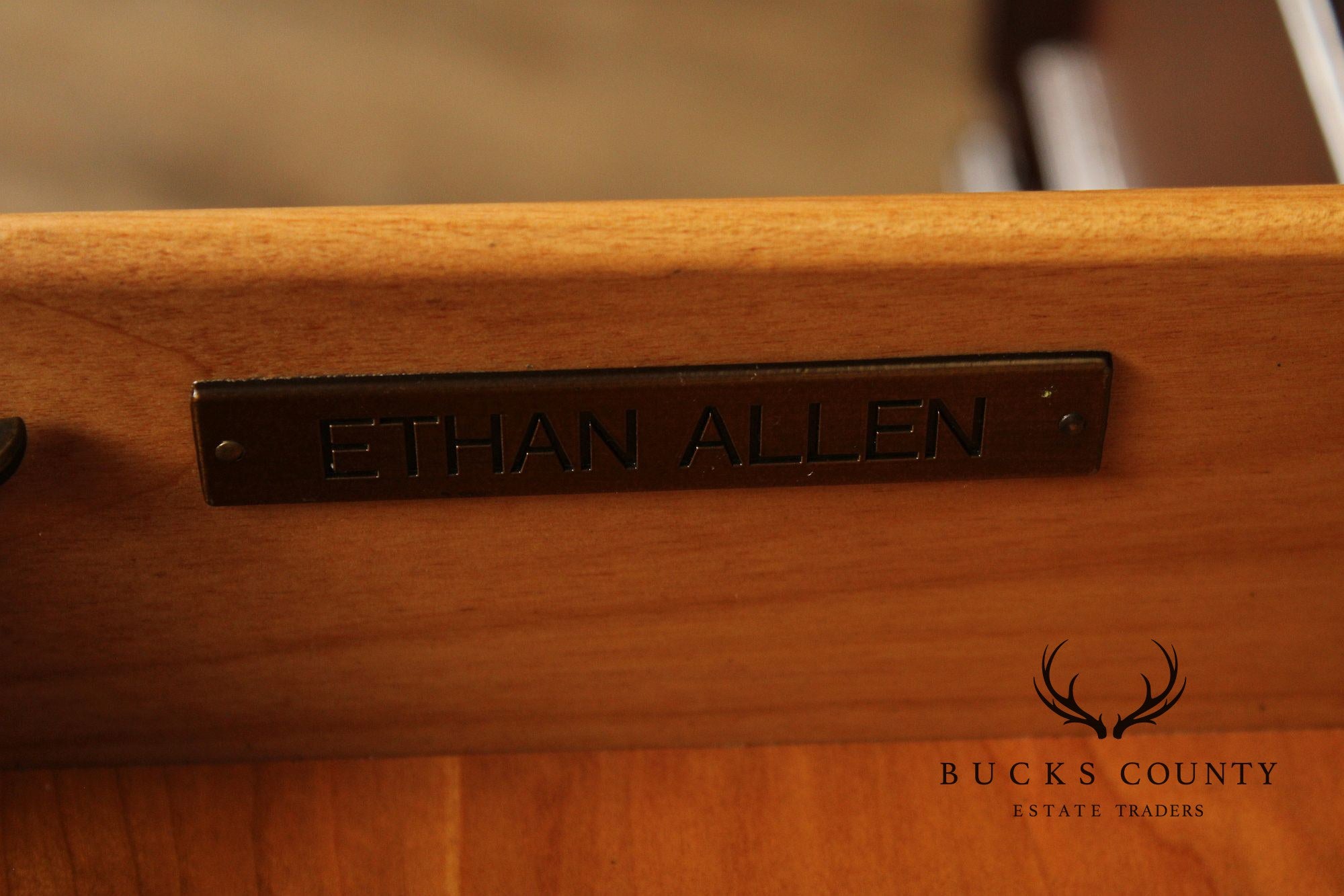 Ethan Allen Leather Top Cherry 'Buckley' Executive Desk