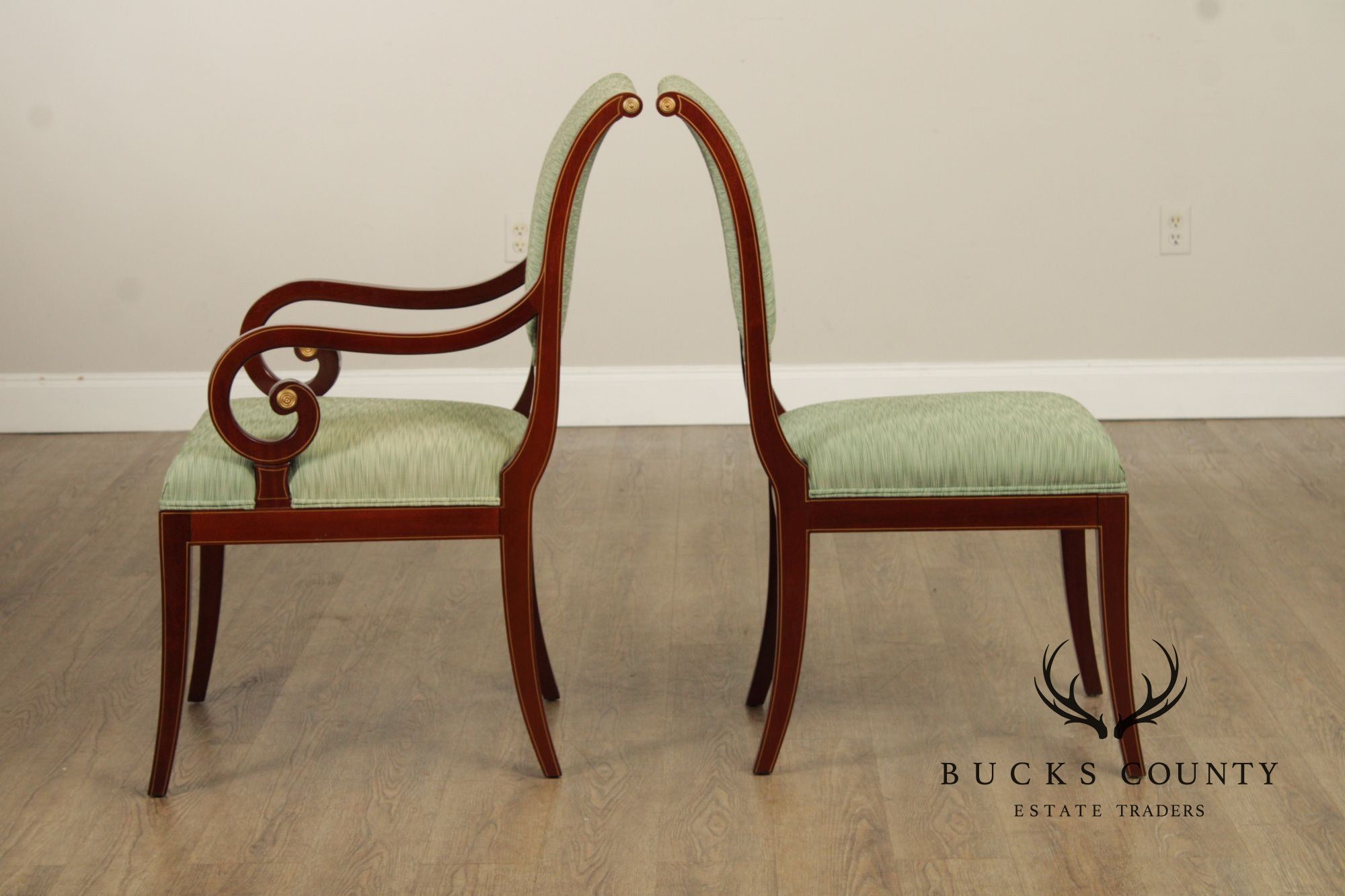 Kindel Empire Style Set of Eight Mahogany Dining Chairs