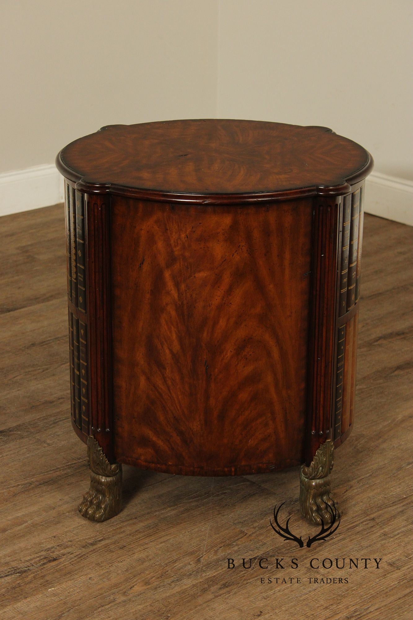 Maitland-Smith Regency Style Mahogany Faux Book Drum Table