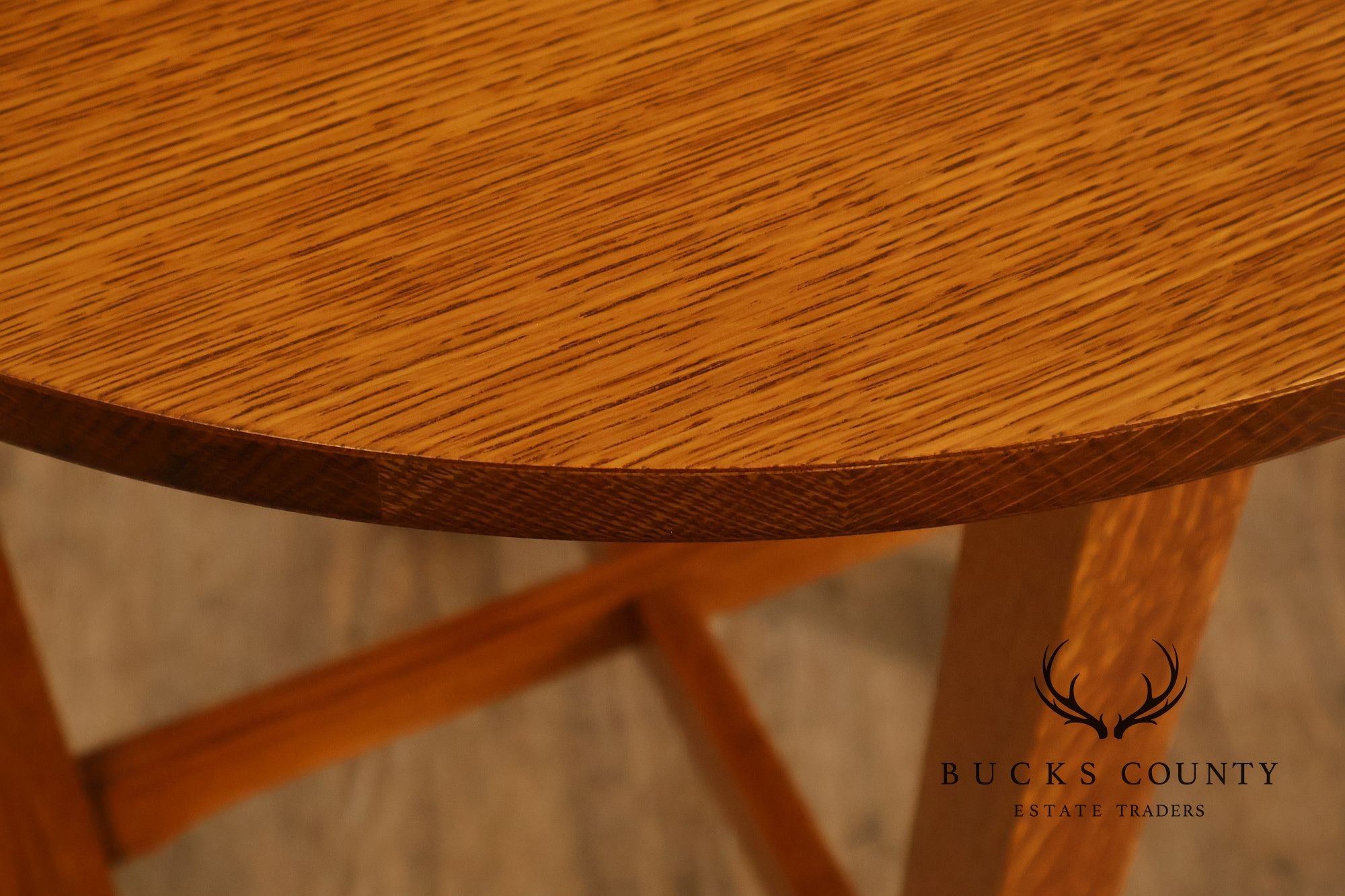 Stickley Mission Ellis Inlaid Round Oak Side Table