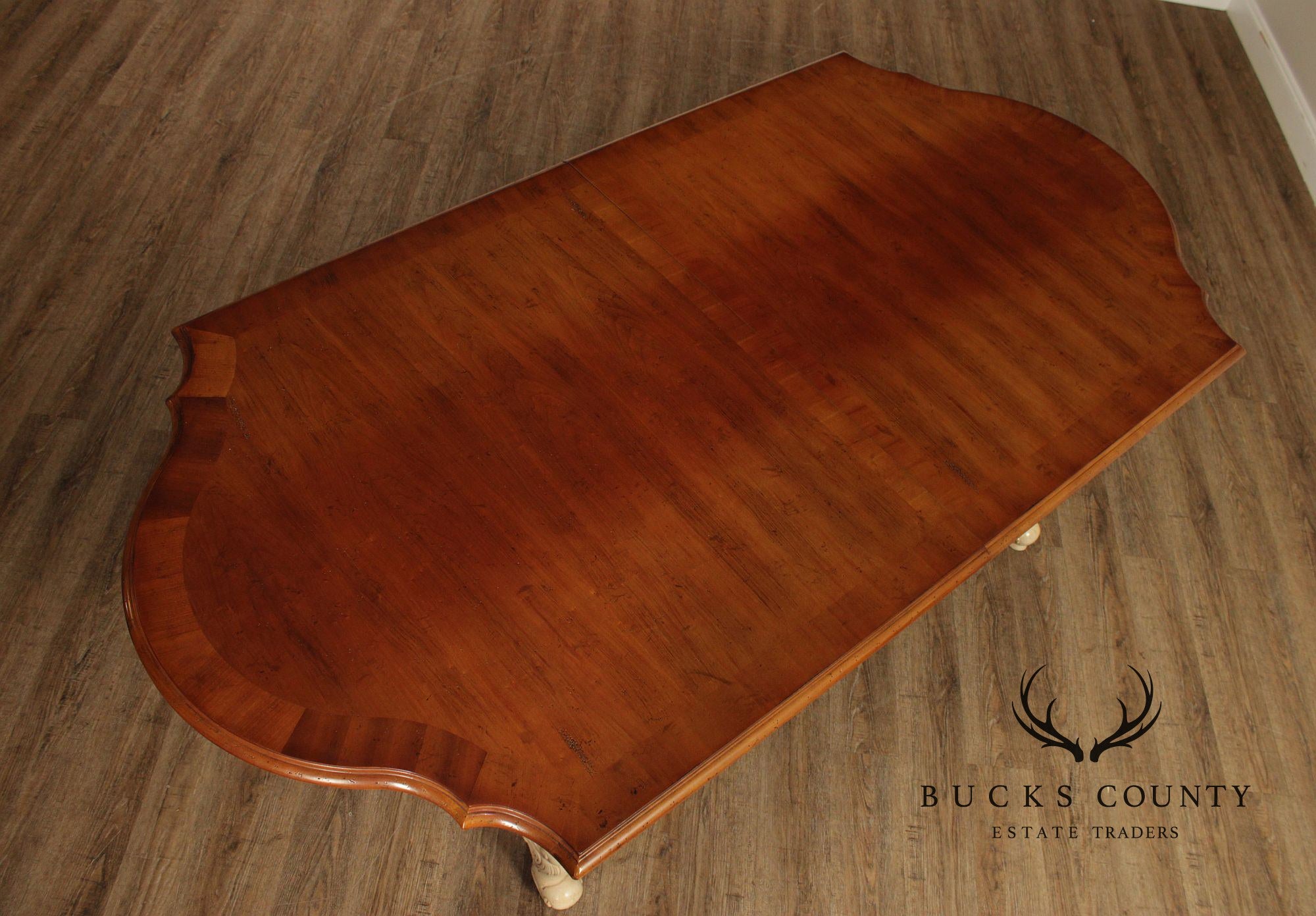 Century Cream Painted Iron Stretcher Base Dining Table