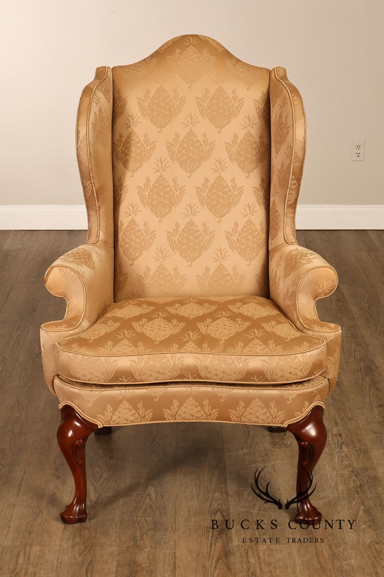 Hickory Chair Chippendale Style Upholstered Wingback Armchair