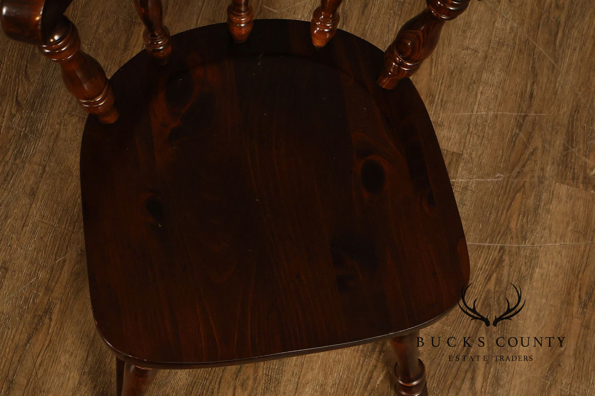 Set Of Four Ethan Allen Colonial Style Dark Finish Windsor Dining Chairs
