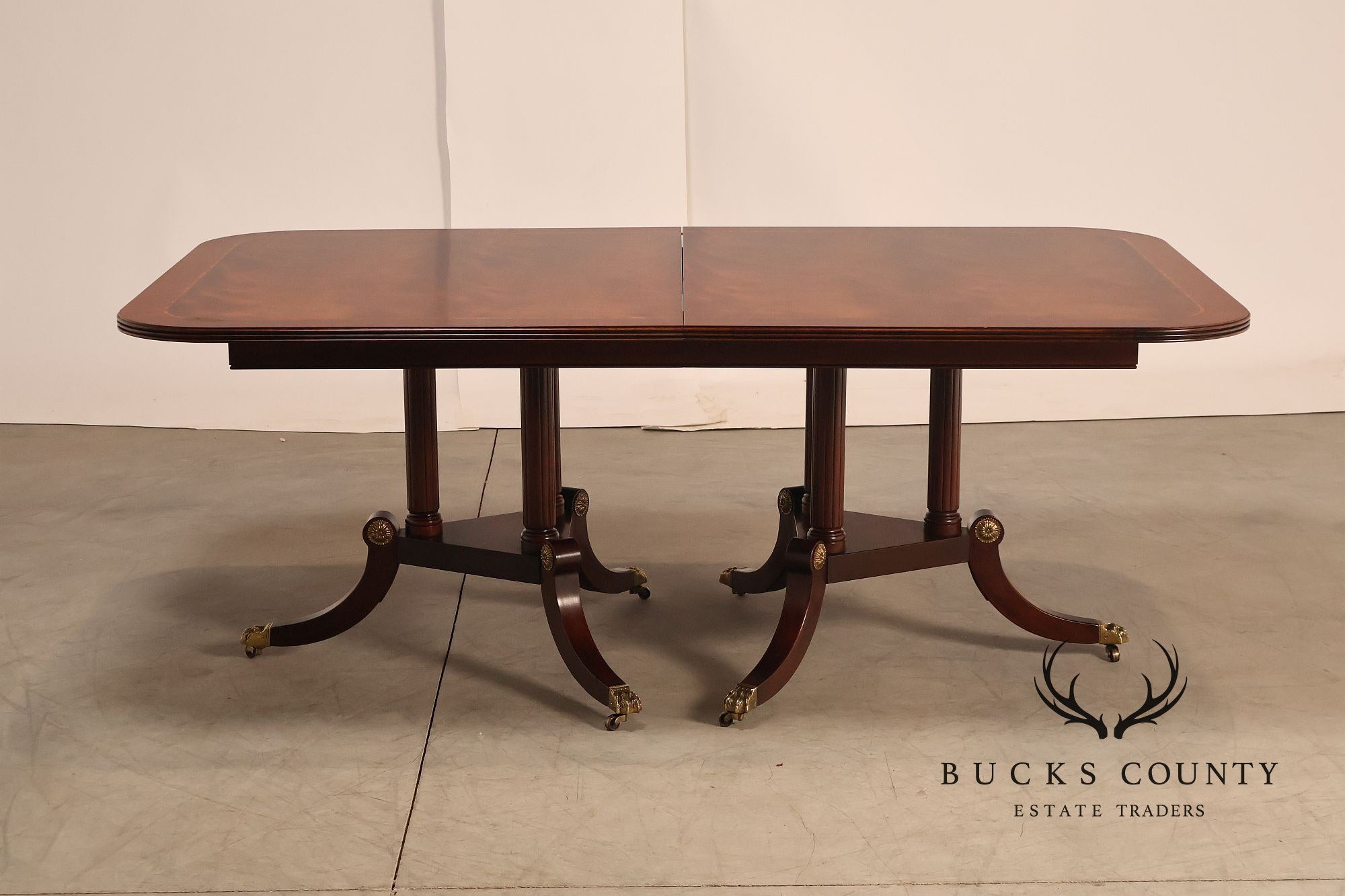 Henkel Harris Regency Style Mahogany Double Pedestal Dining Table