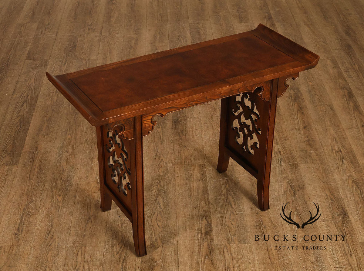 Baker Asian Style Oak Altar Console Table