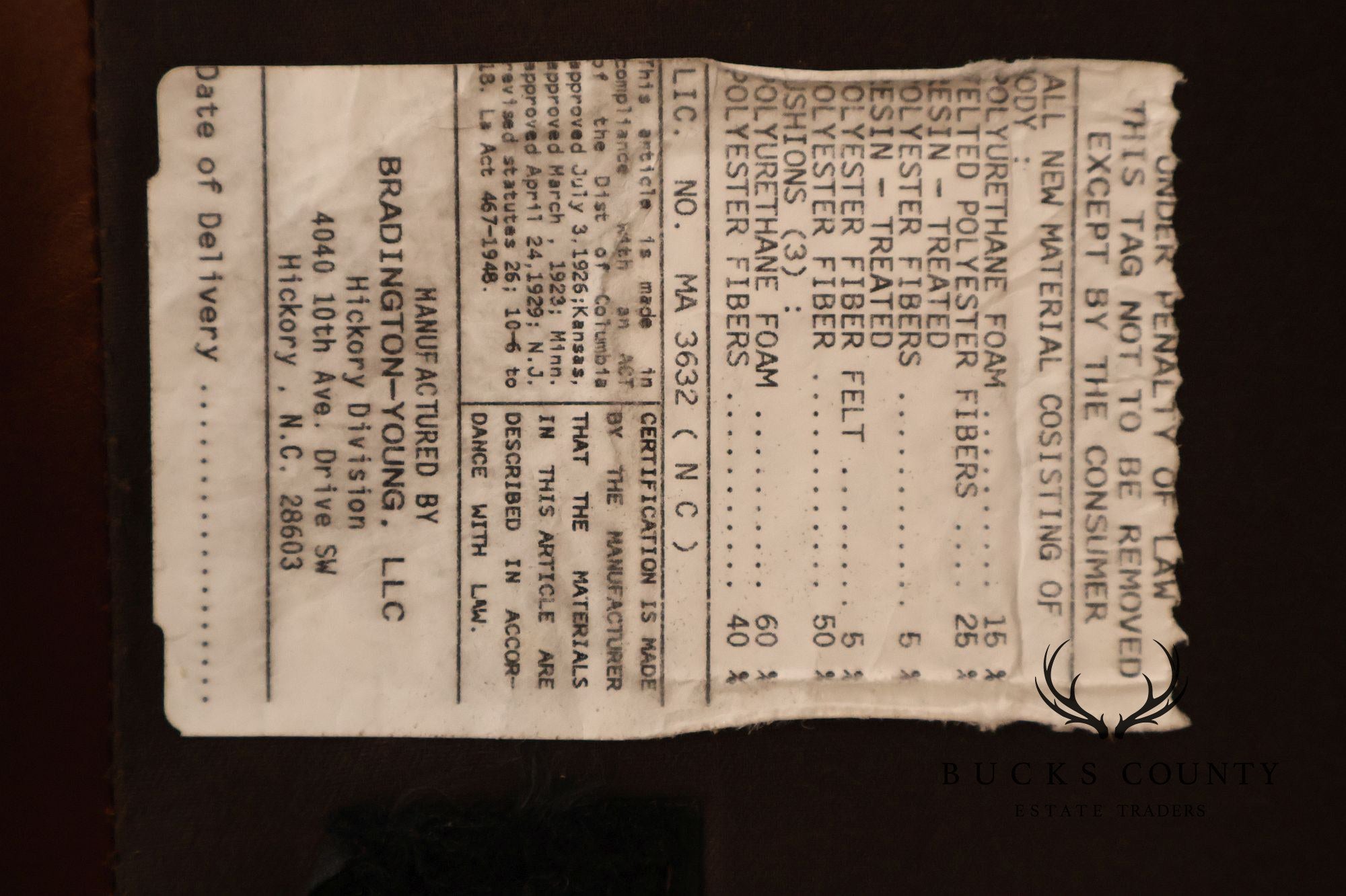 Bradington-Young Traditional Style Leather Three Cushion Sofa