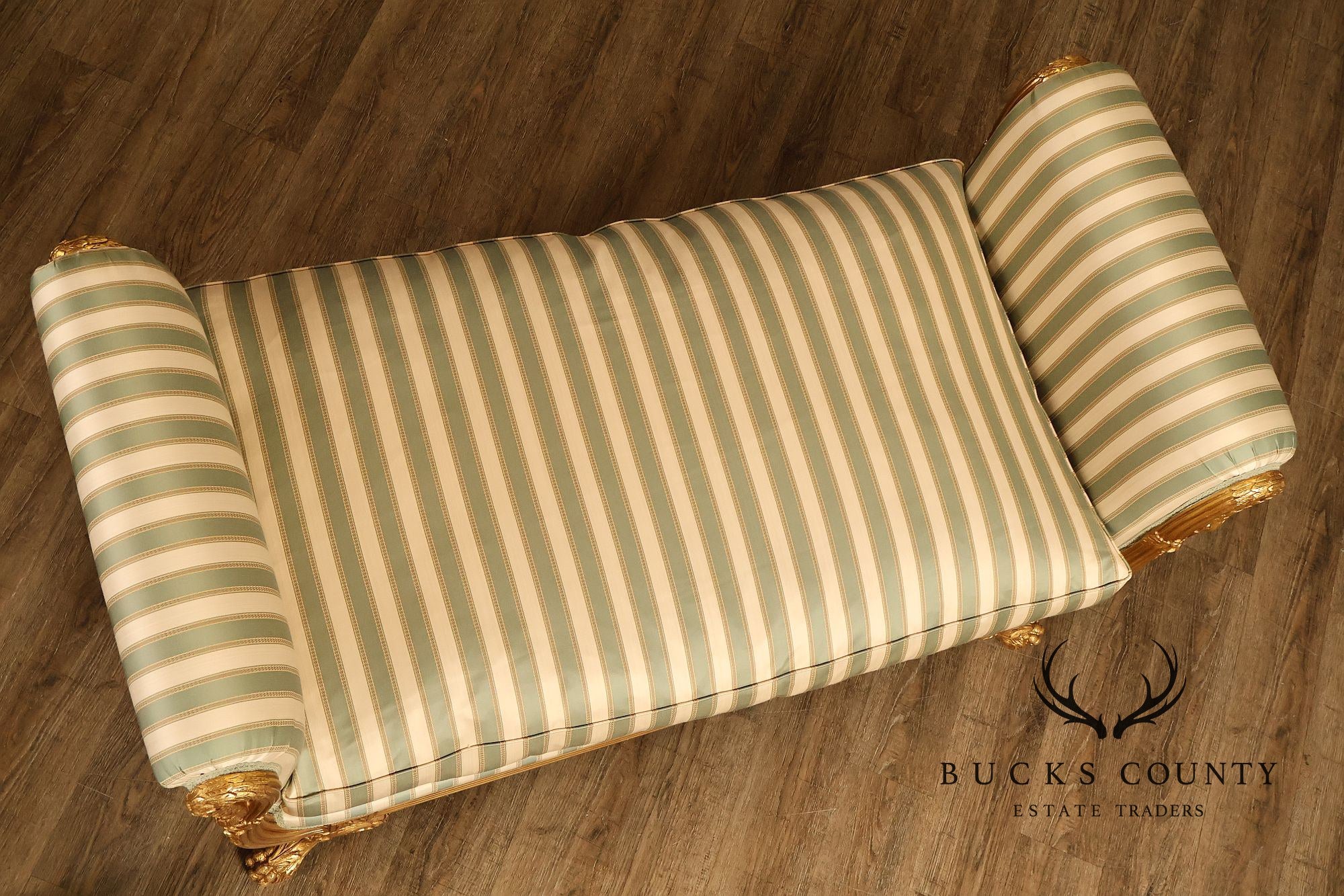 Quality Empire Style Swan Carved Giltwood Upholstered Bench