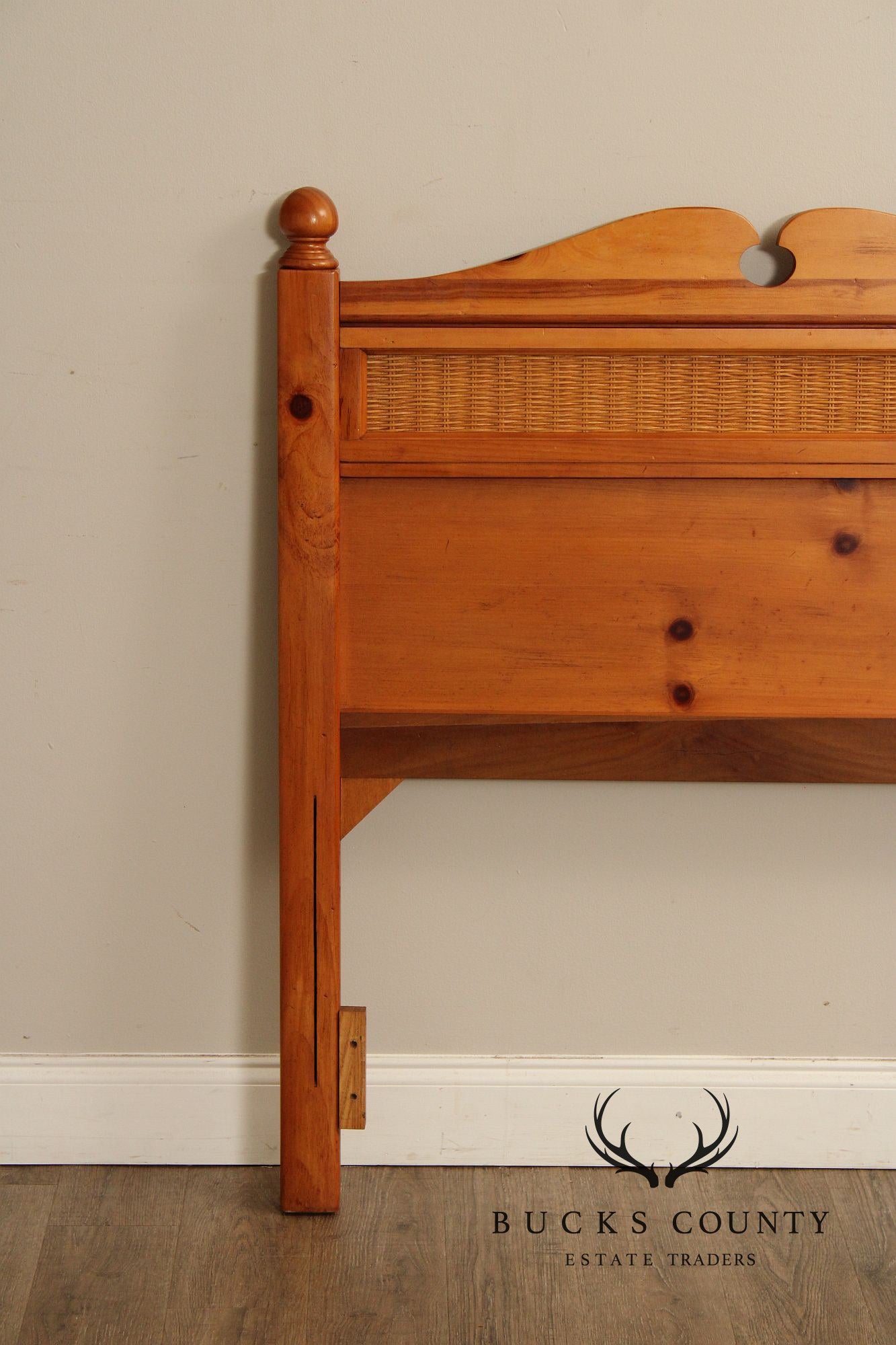 Stanley Furniture Country Pine and Wicker Twin Headboard