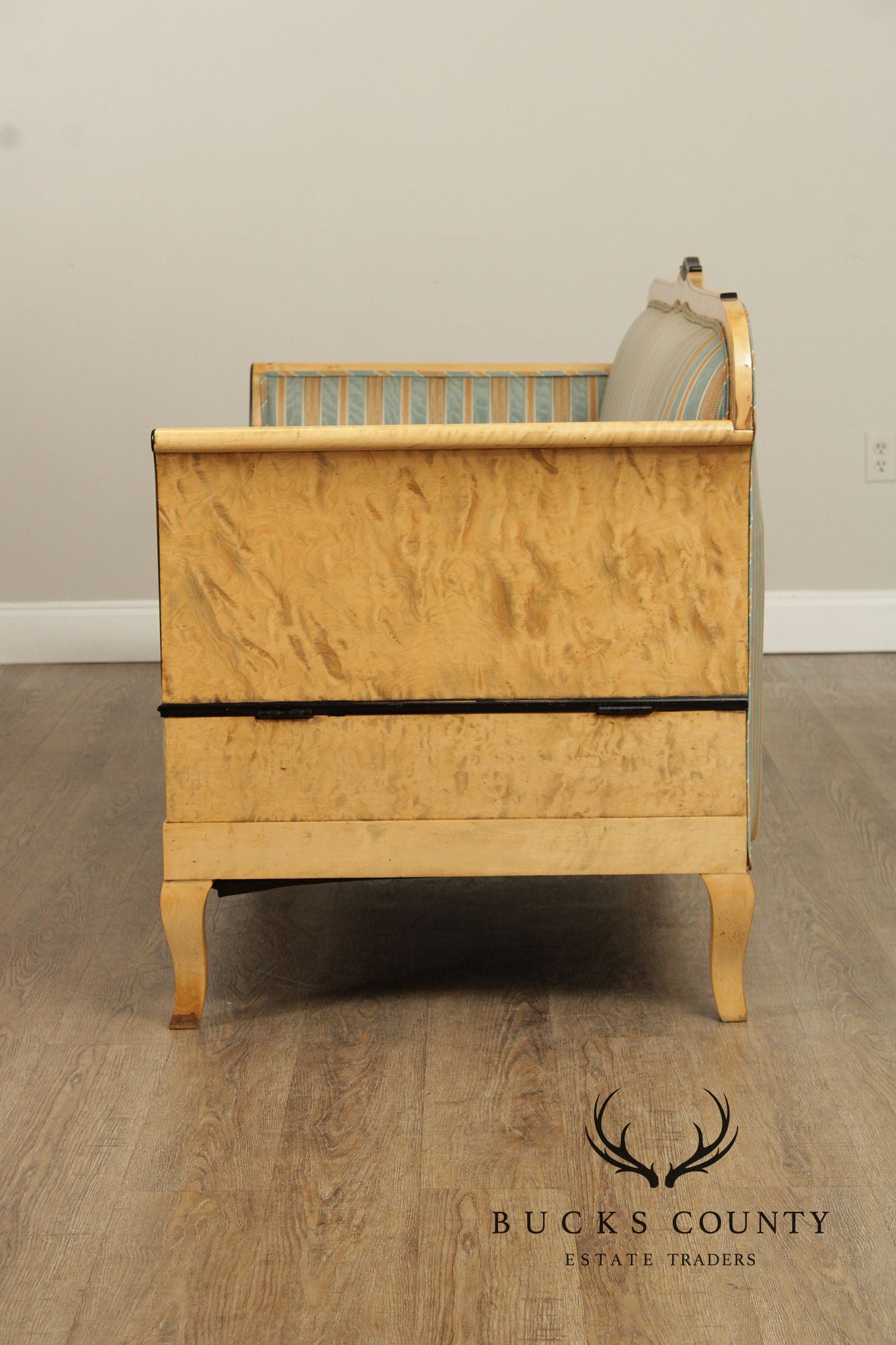 Antique Biedermeier Inlaid Flame Birch Sofa