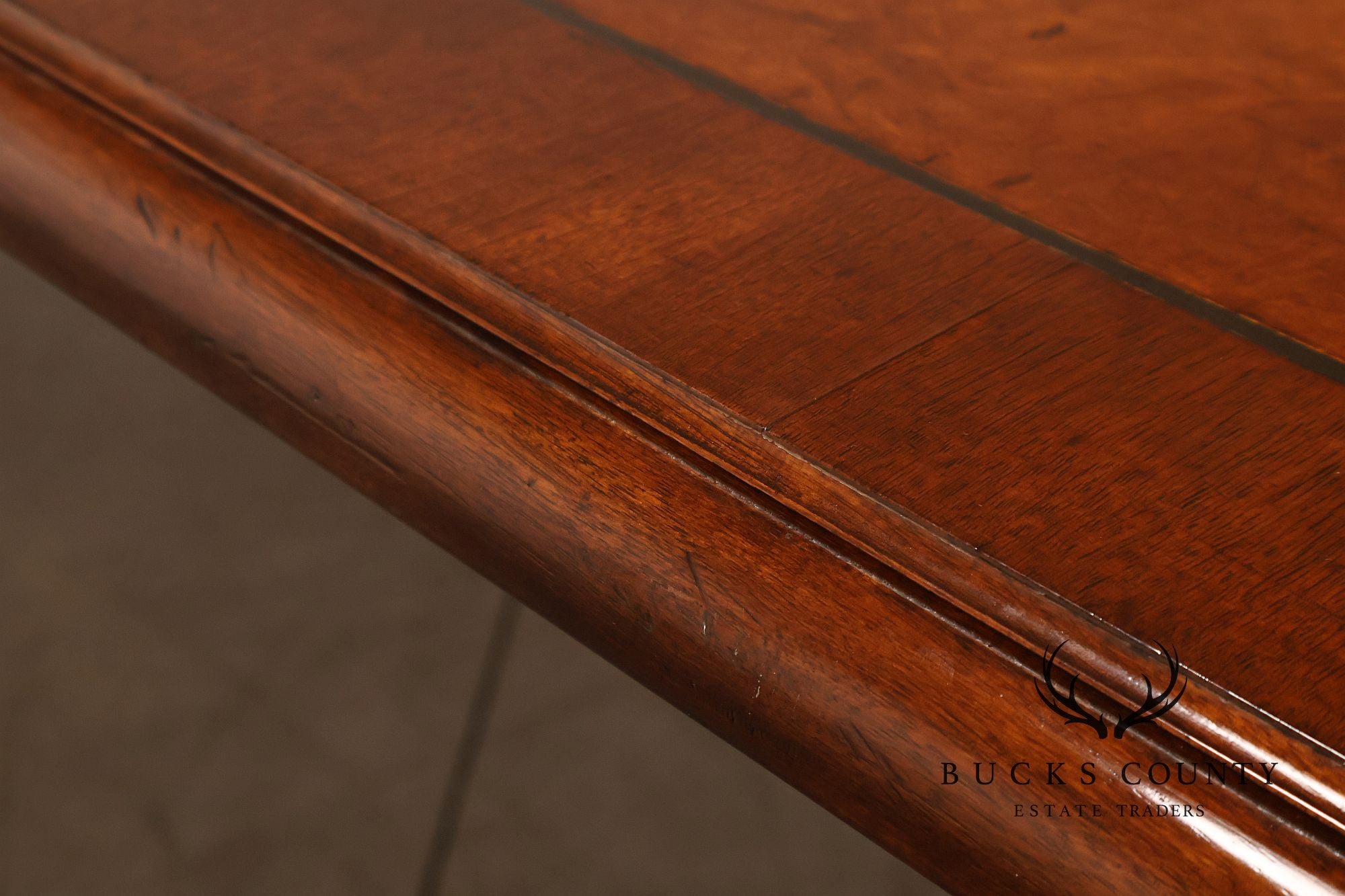 Dessin Fournir Banded Burlwood Large Double Pedestal Banquet Dining Table