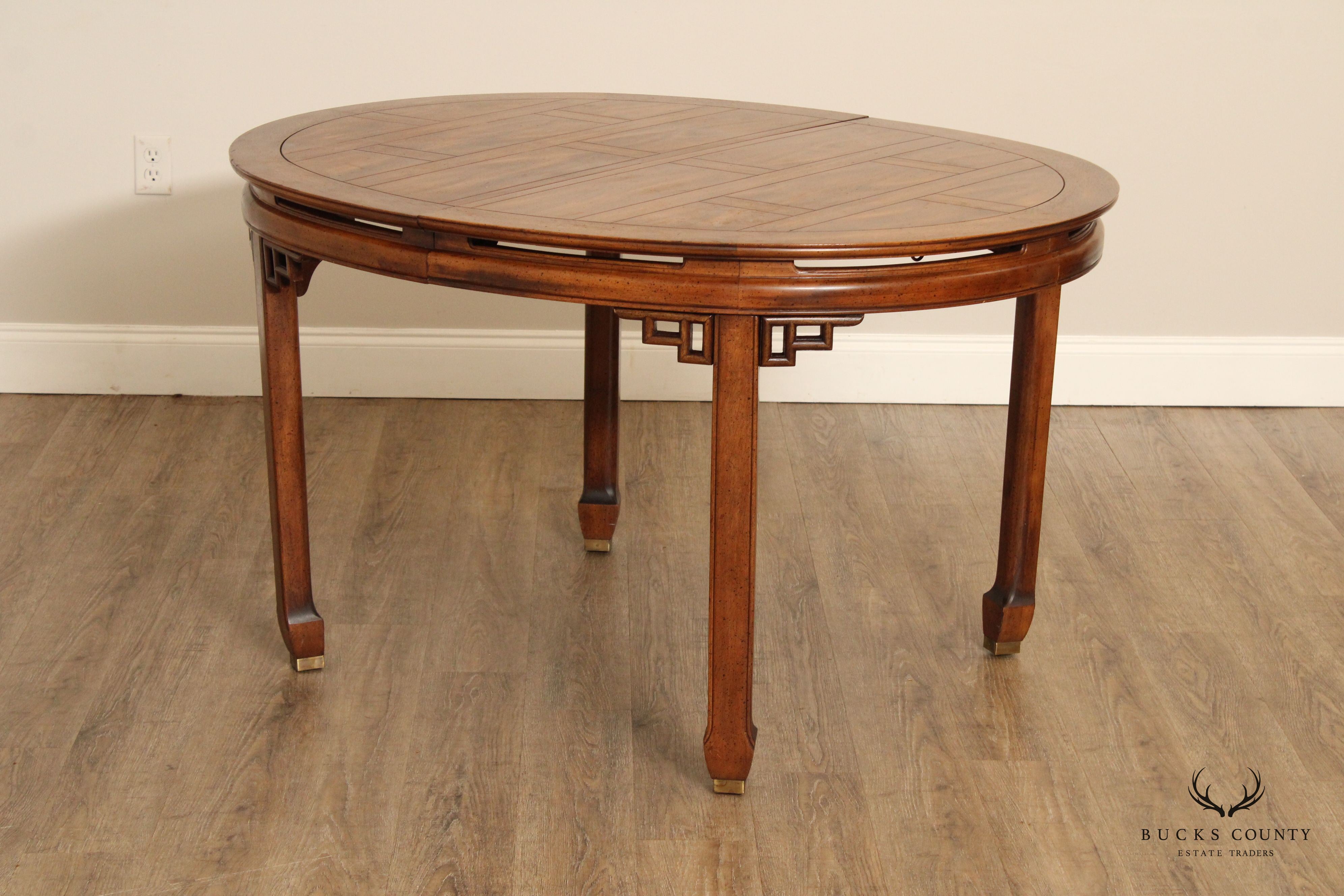 Asian Style Oval Mahogany Extendable Dining Table