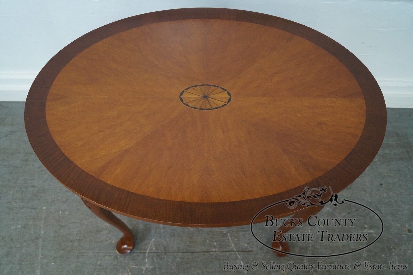 Hand Crafted Mahogany Inlaid Oval Side Table by Alvin Rothenberger